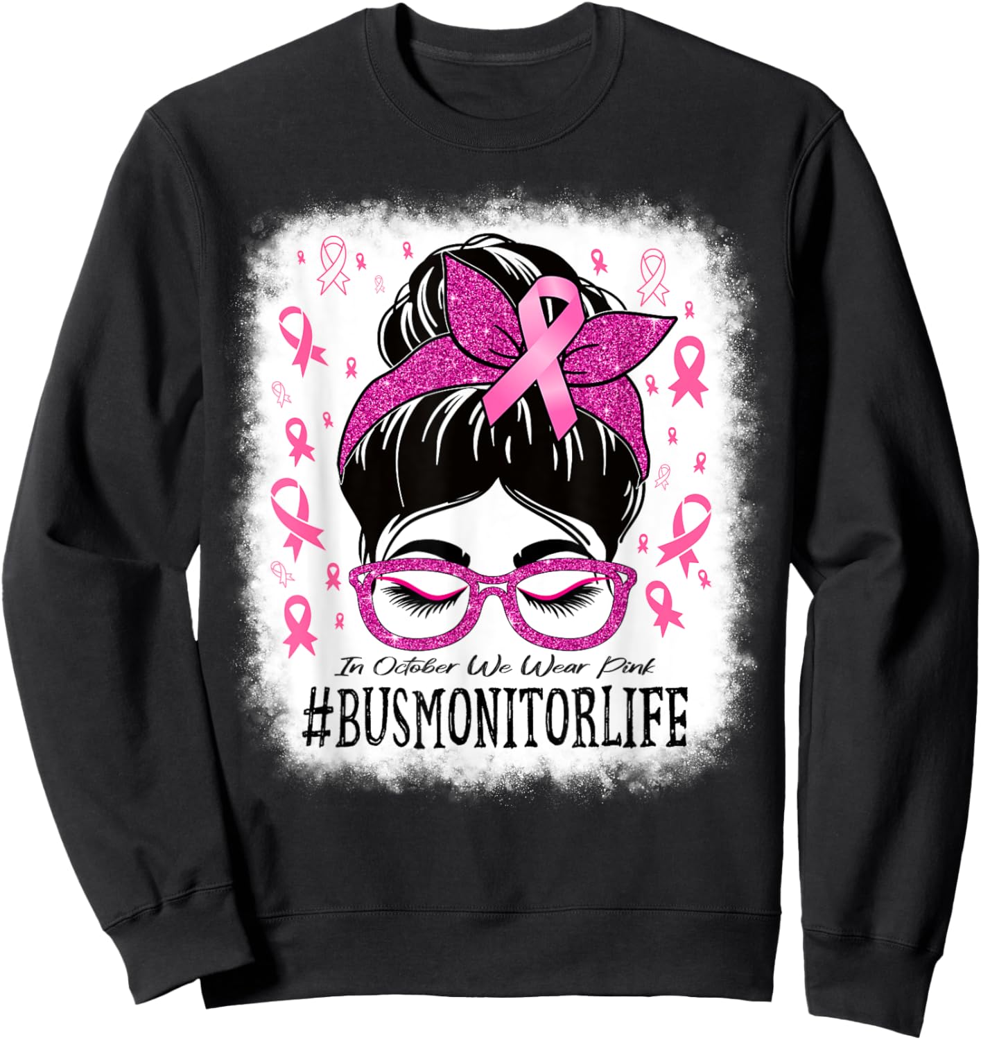 Bus Monitor In October We Wear Pink Breast Cancer Awareness Sweatshirt - Sweatshirt | Black