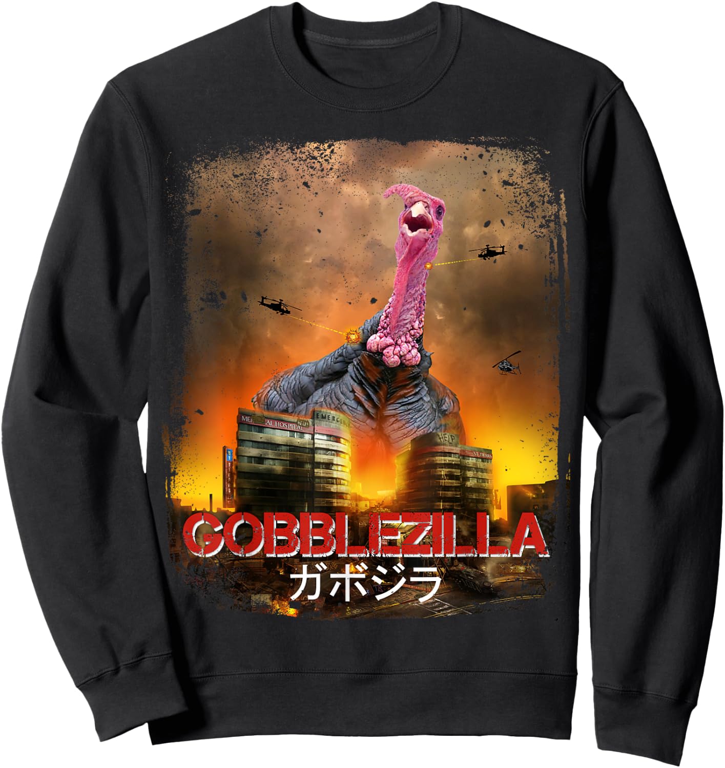 Turkey Day Thanksgiving Gobblezilla Sweatshirt - Sweatshirt | Black