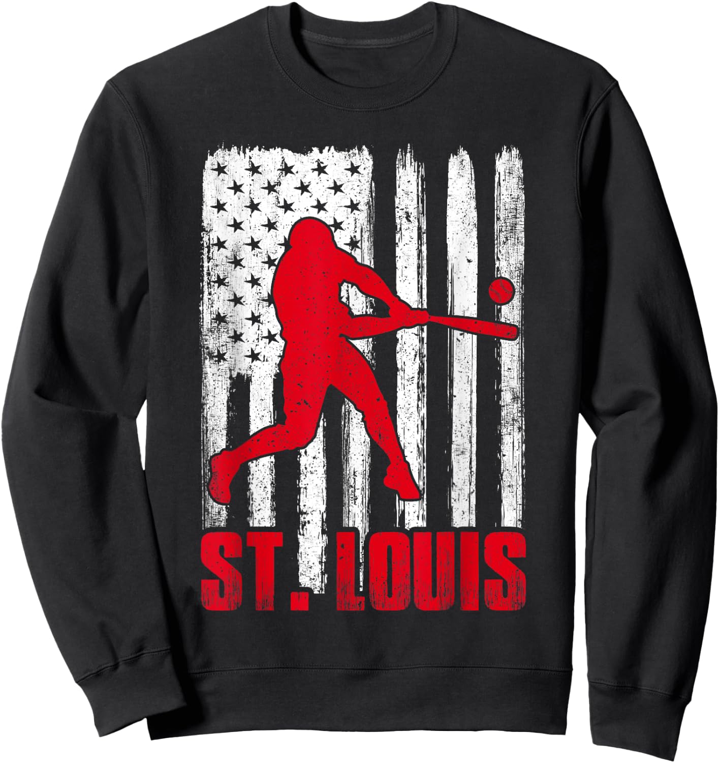 St. Louis Retro Baseball Flag Patriotic Men Women Kids Sweatshirt - Sweatshirt | Black