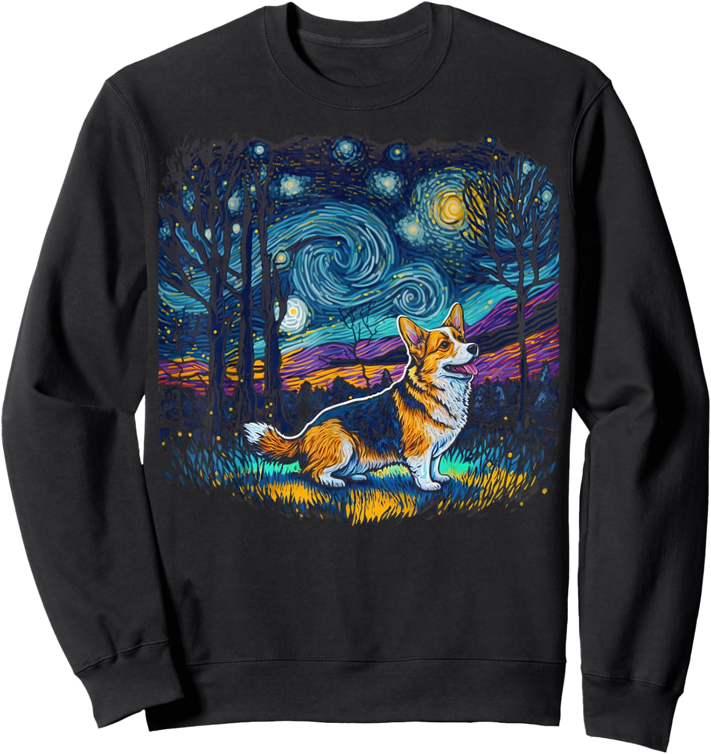 Dog Lovers Starry Night Corgi Sweatshirt - Sweatshirt | Black