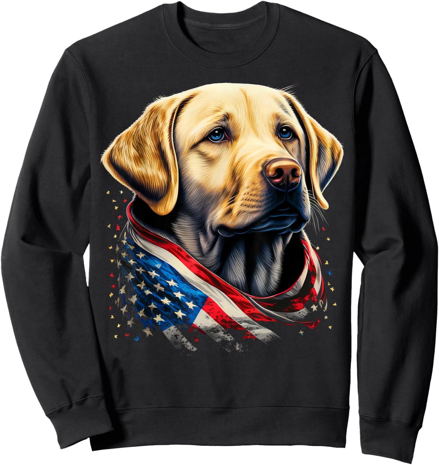 USA 4th Of July Yellow Patriotic American Labrador Retriever Sweatshirt - Sweatshirt | Black