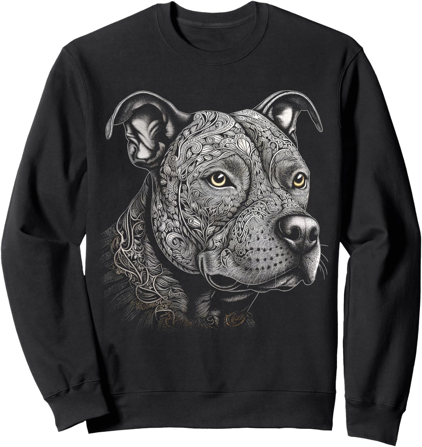 Pit Bull Mom Dog Lover Mandala Artistic Pitbull Owner Women Sweatshirt - Sweatshirt | Black