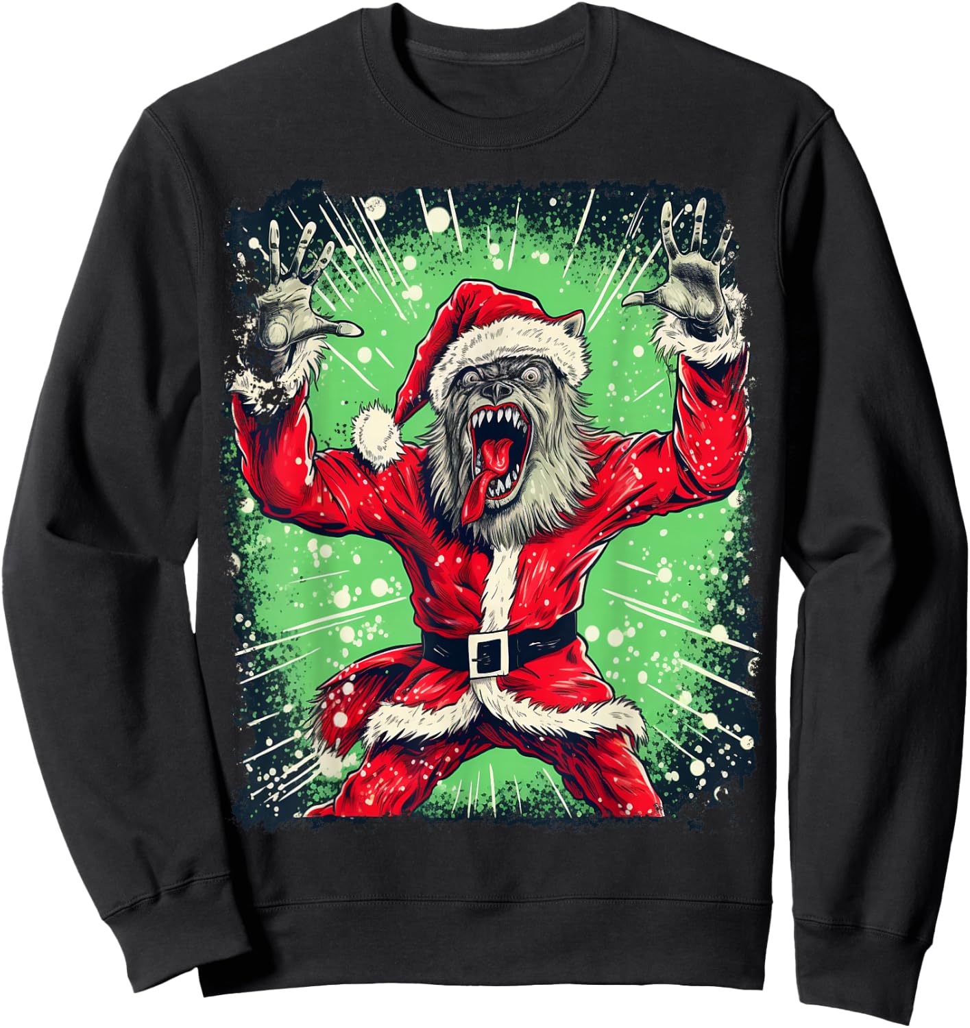Werewolf Scary Christmas Sweatshirt - Sweatshirt | Black