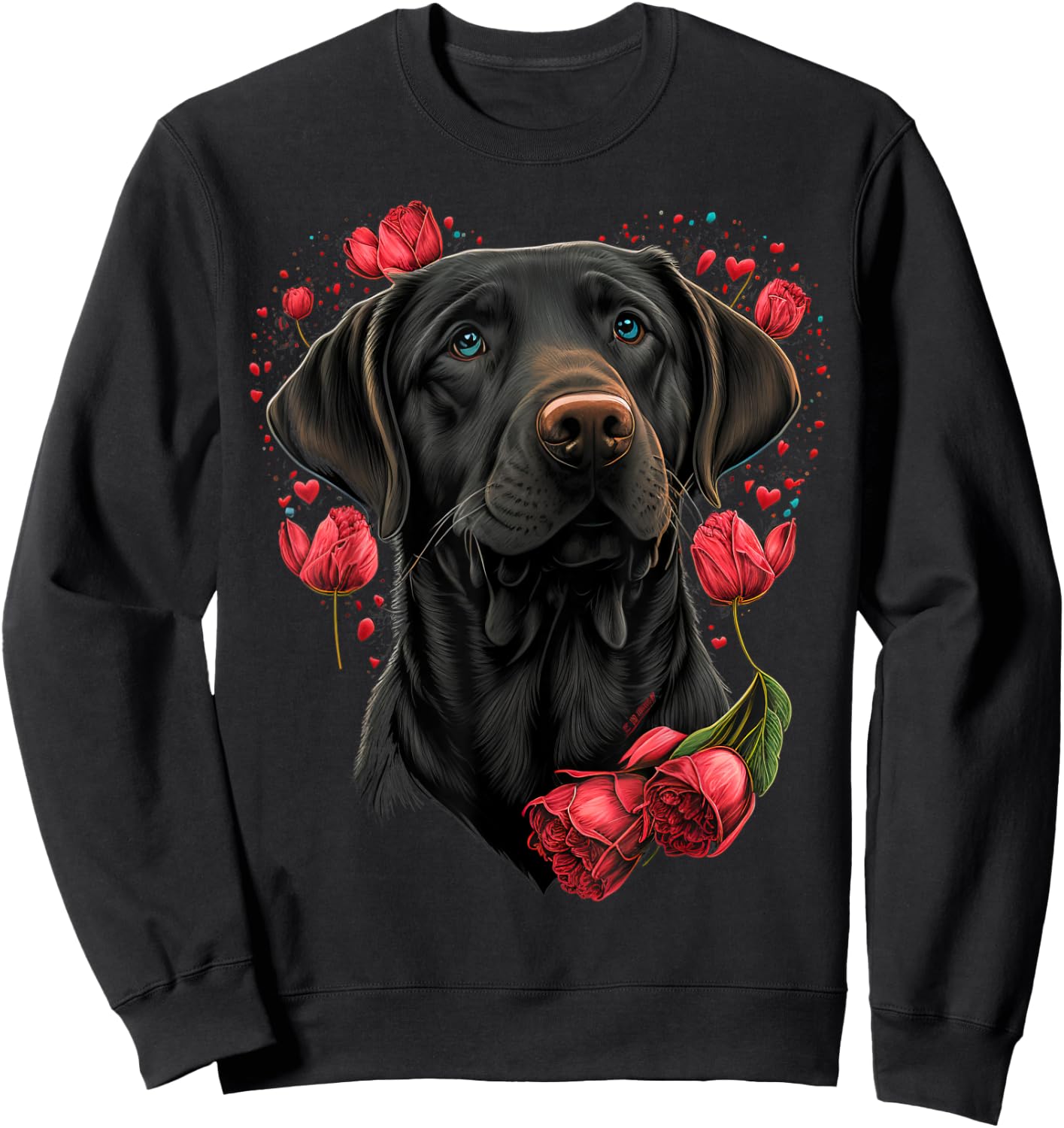 Two Labradors Valentines Day Love Couple Labrador Retriever Sweatshirt - Sweatshirt | Black