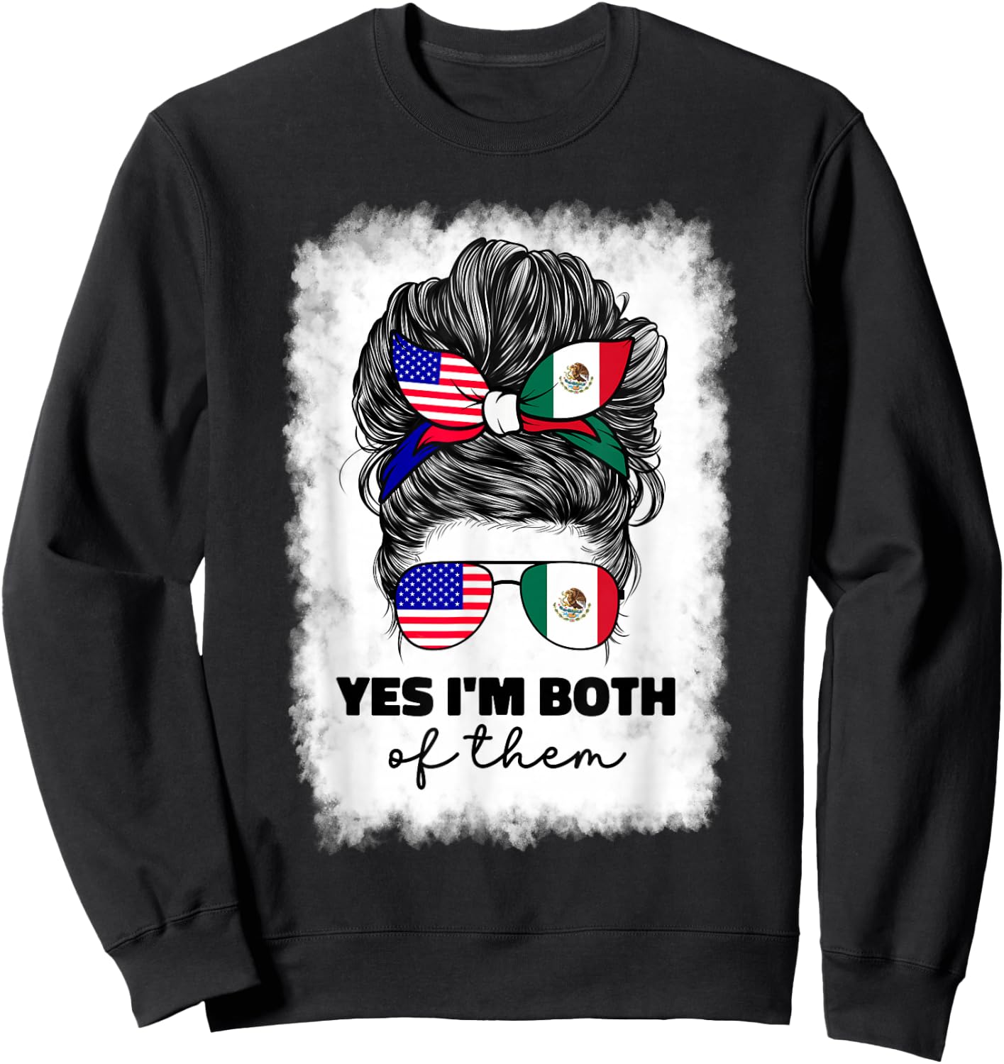 Half Mexican and American Mexico America USA Flag Girl Woman Sweatshirt - Sweatshirt | Black
