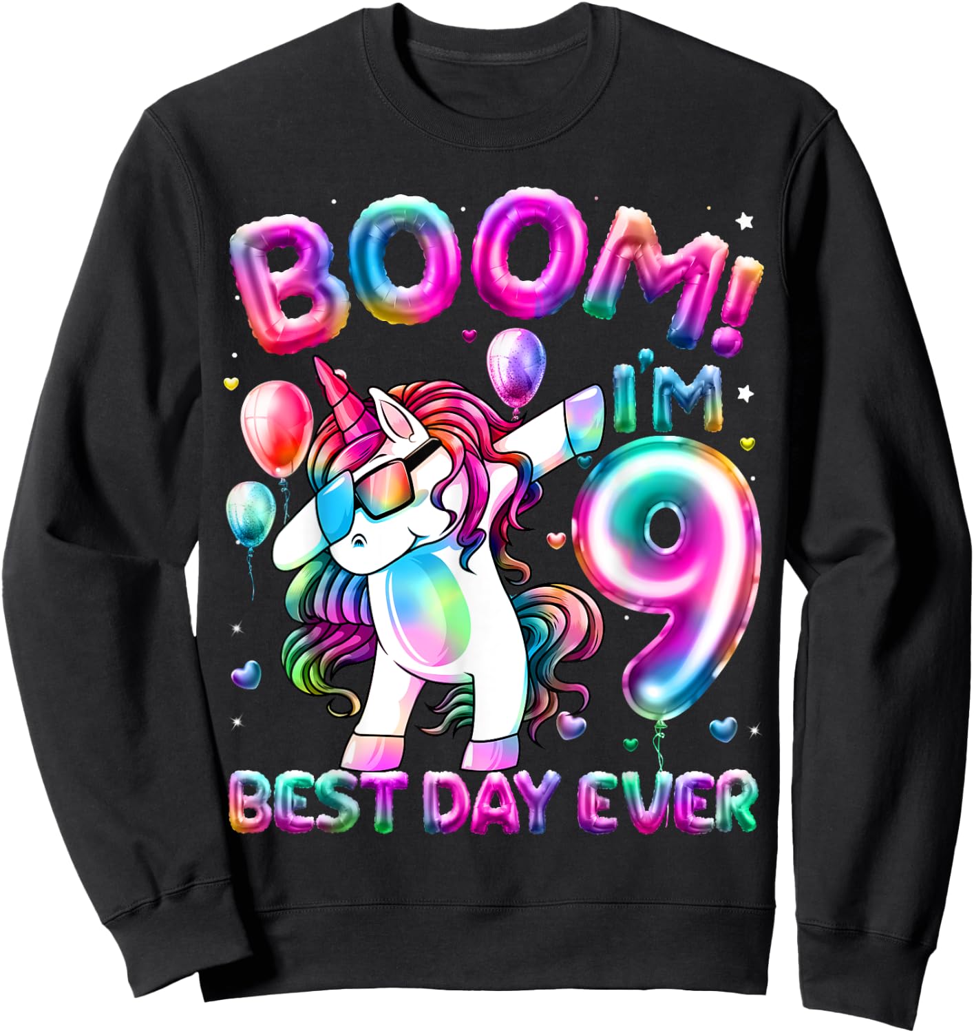 9 Years Old Dabbing Unicorn Gifts 9th Birthday Girl Party Sweatshirt - Sweatshirt | Black