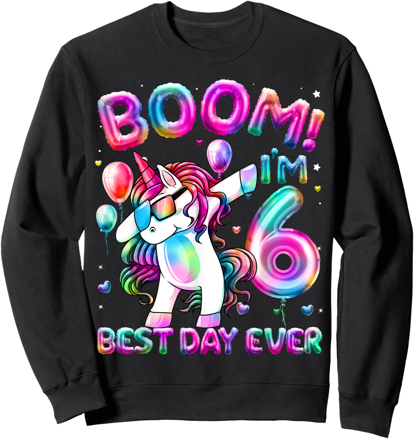 6 Years Old Dabbing Unicorn Gifts 6th Birthday Girl Party Sweatshirt - Sweatshirt | Black