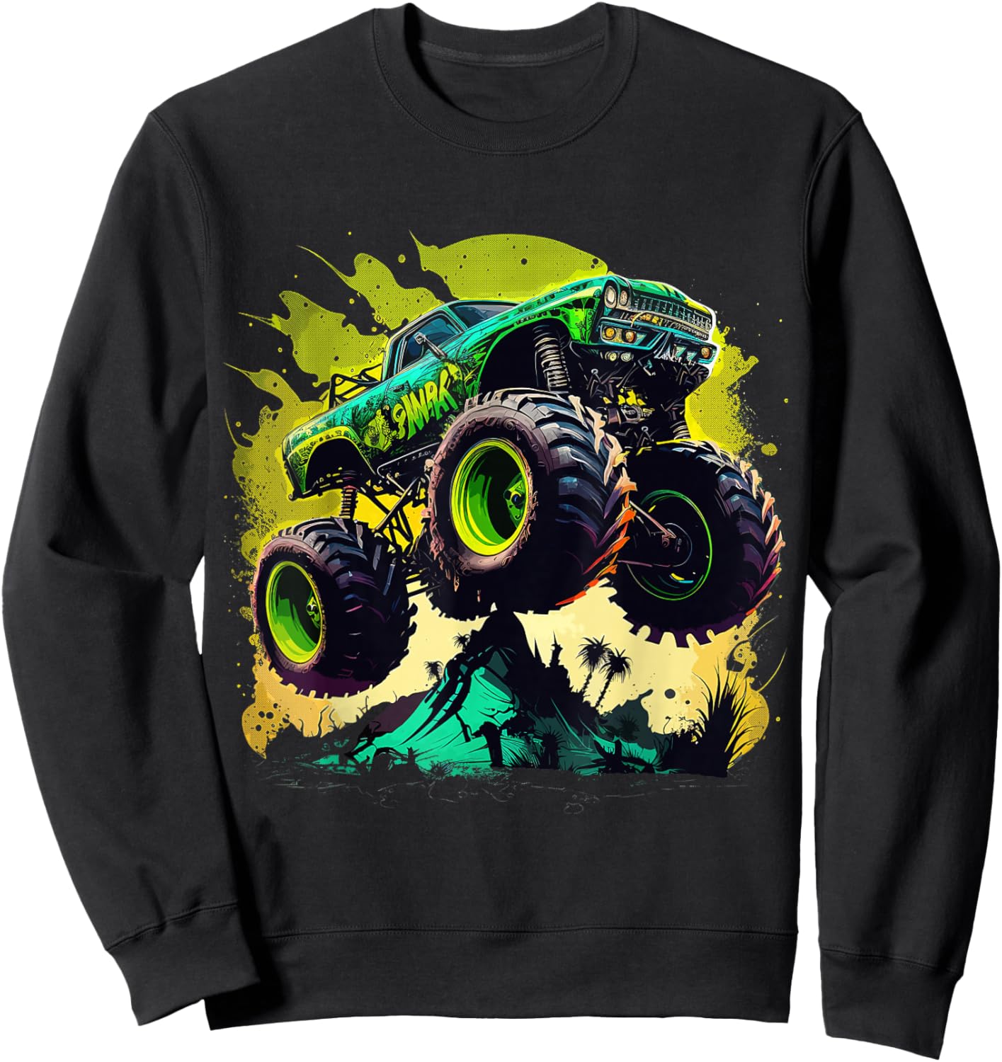 Retro Vintage Monster Truck Retro Sunset Monster Truck Boys Sweatshirt - Sweatshirt | Black