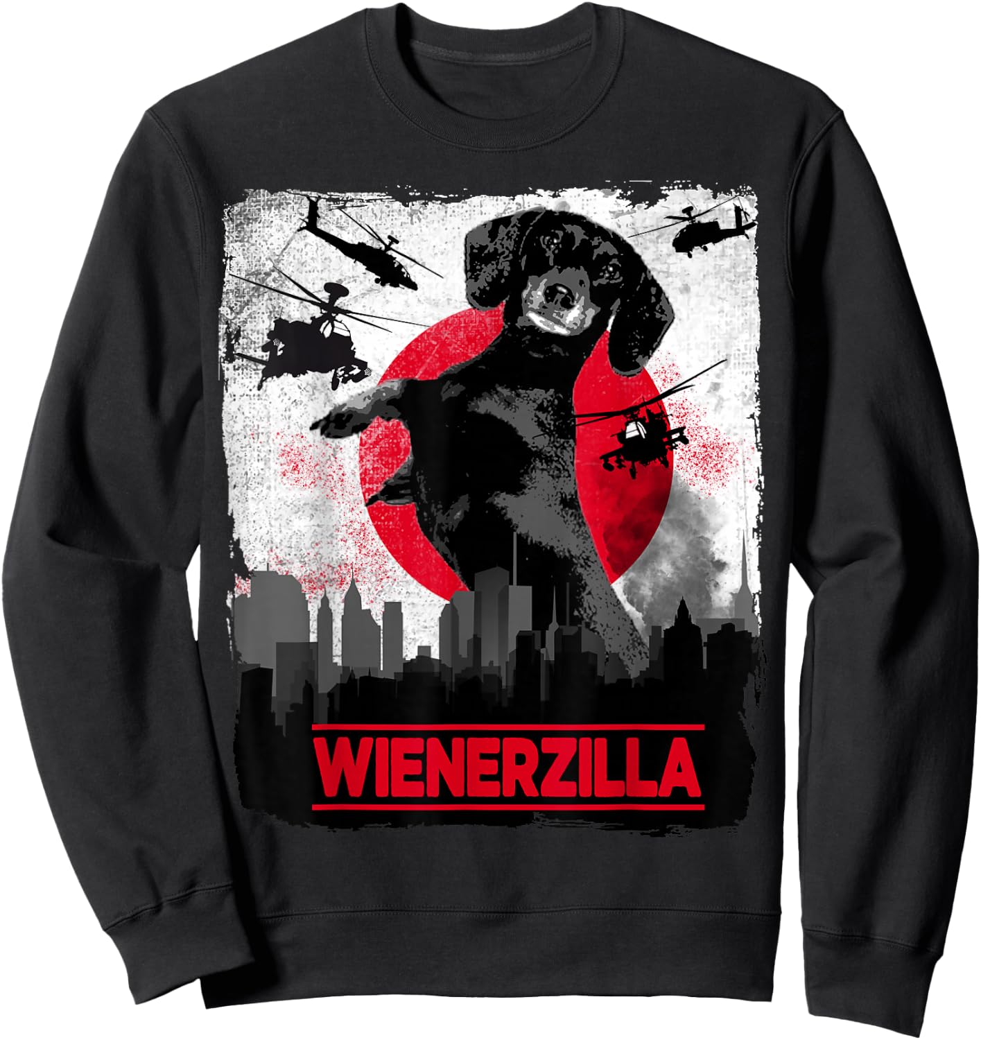 Funny Wienerzilla Dachshund Dog Sweatshirt - Sweatshirt | Black