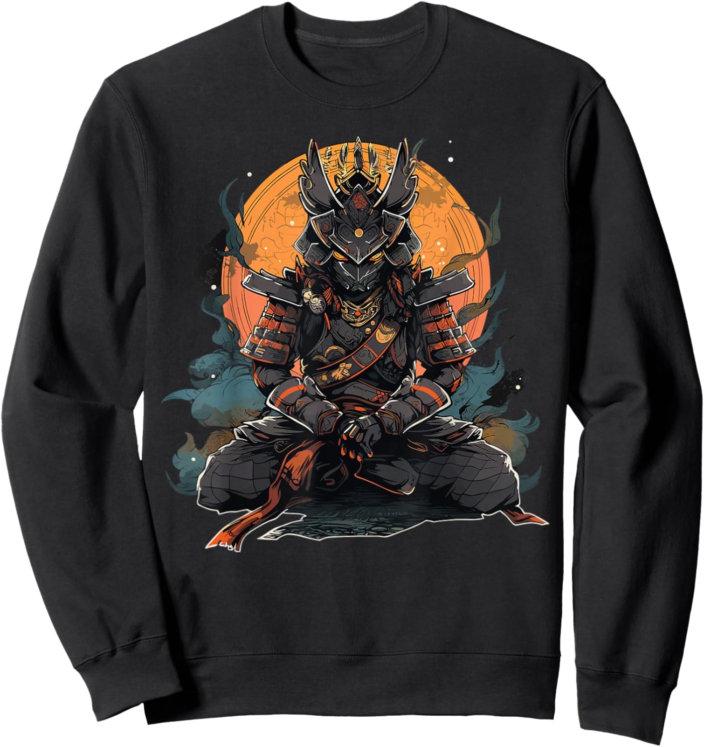 Japanese Art Samurai Vintage Fighter Retro Meditation Sweatshirt - Sweatshirt | Black