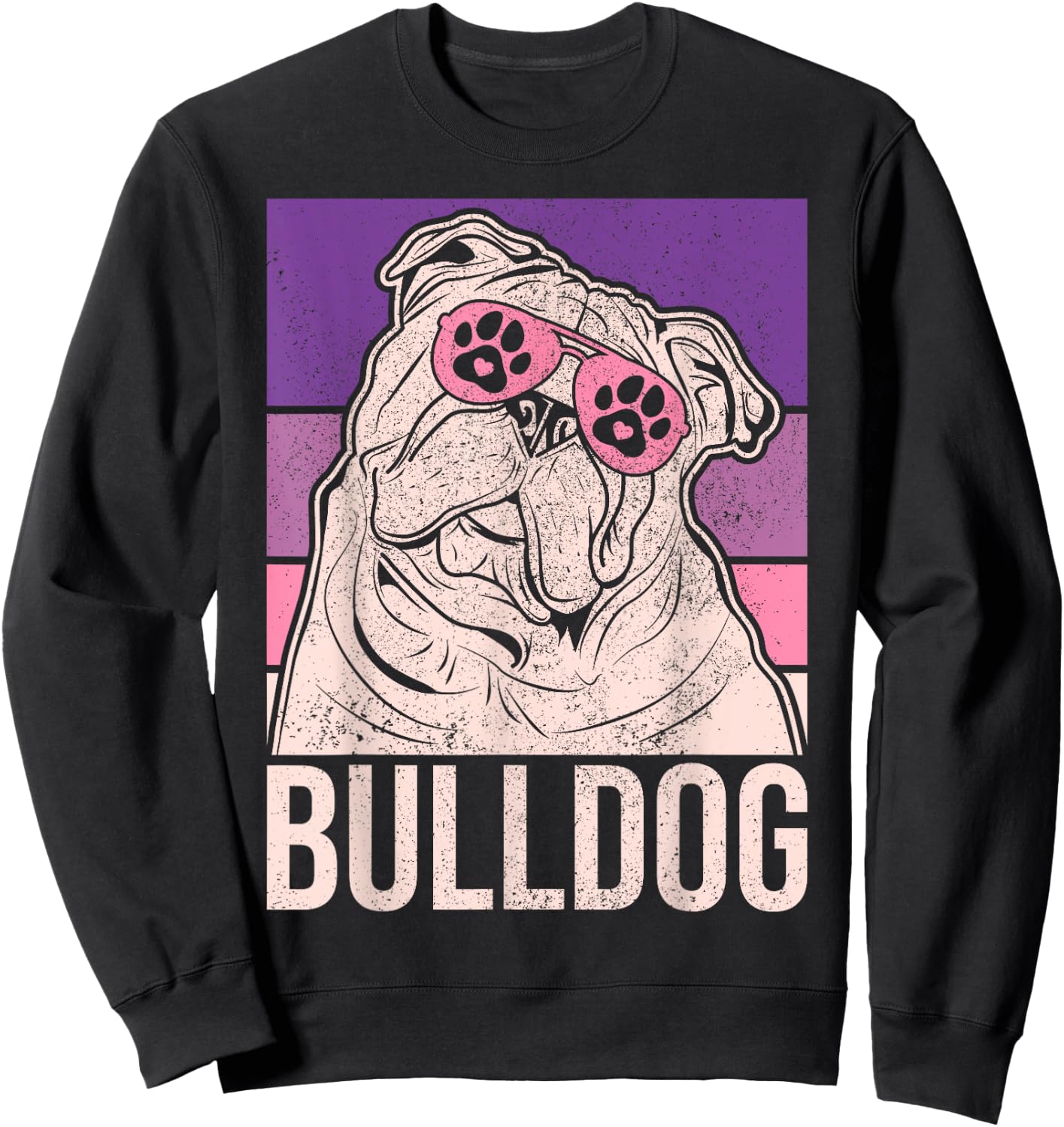 Dog Lover Owner Retro Animal Outfit Vintage English Bulldog Women Girls Kids Sweatshirt - Sweatshirt | Black