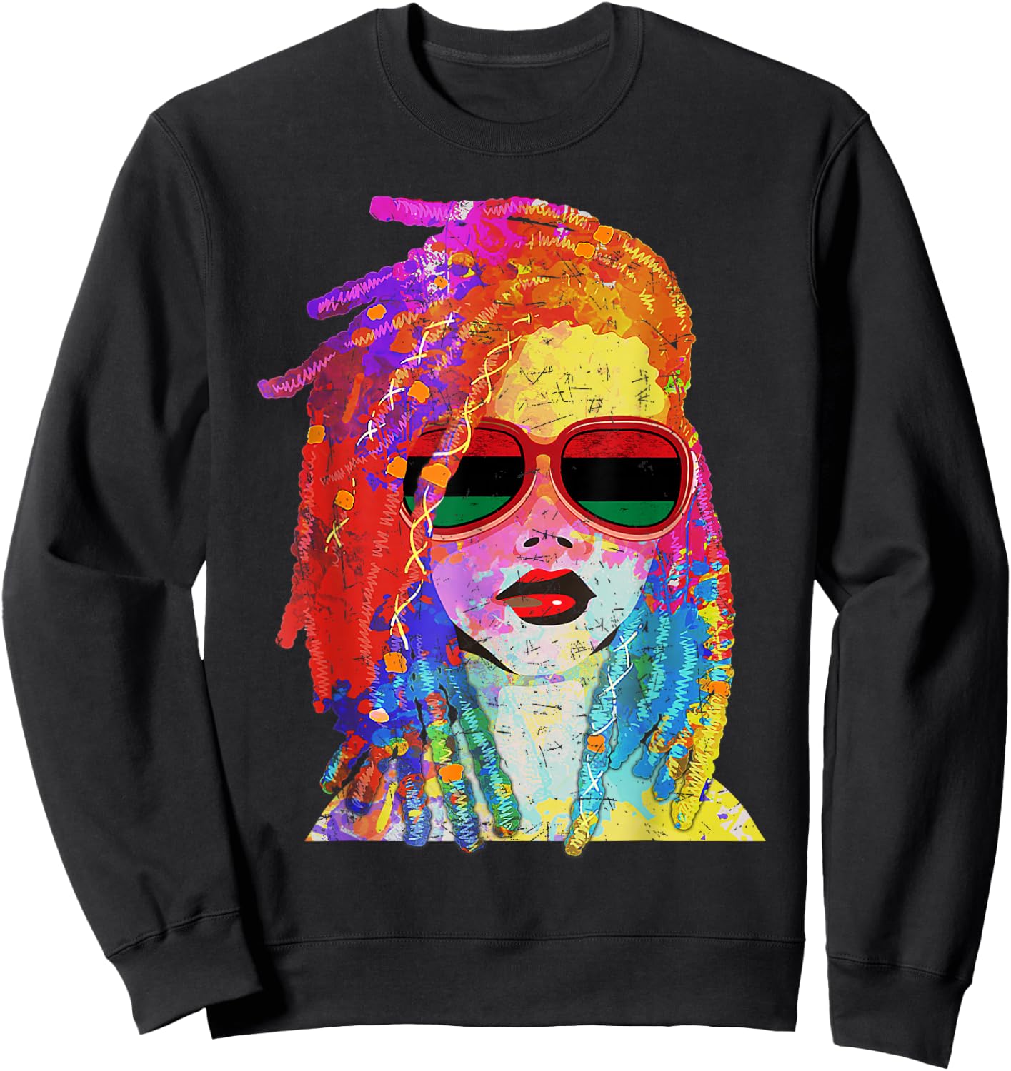 Loc'd Hair Black Queen Afro Woman Melanin Girl Art Small Sweatshirt - Sweatshirt | Black
