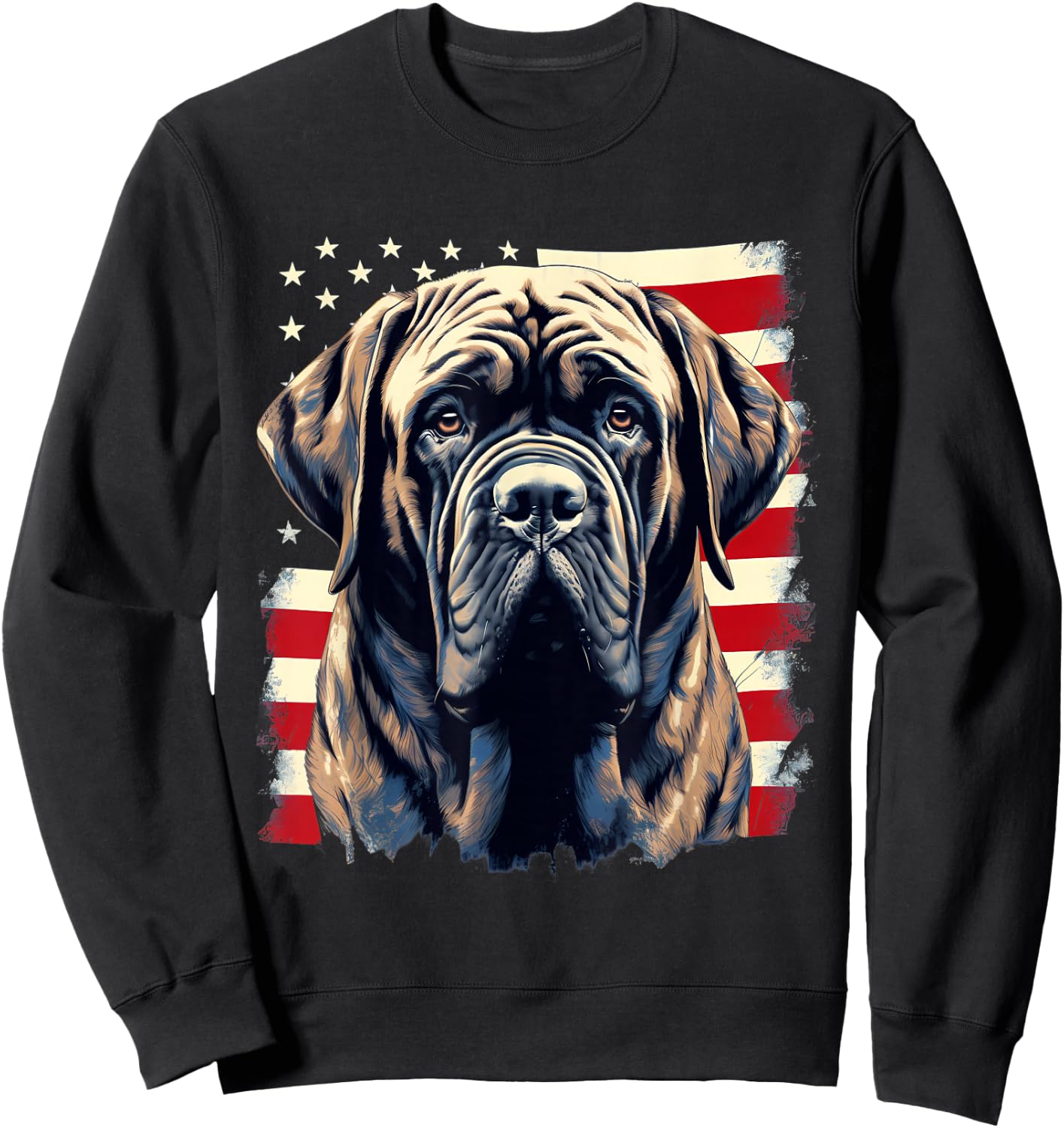4th of July US Flag English Mastiff Dog Sweatshirt - Sweatshirt | Black