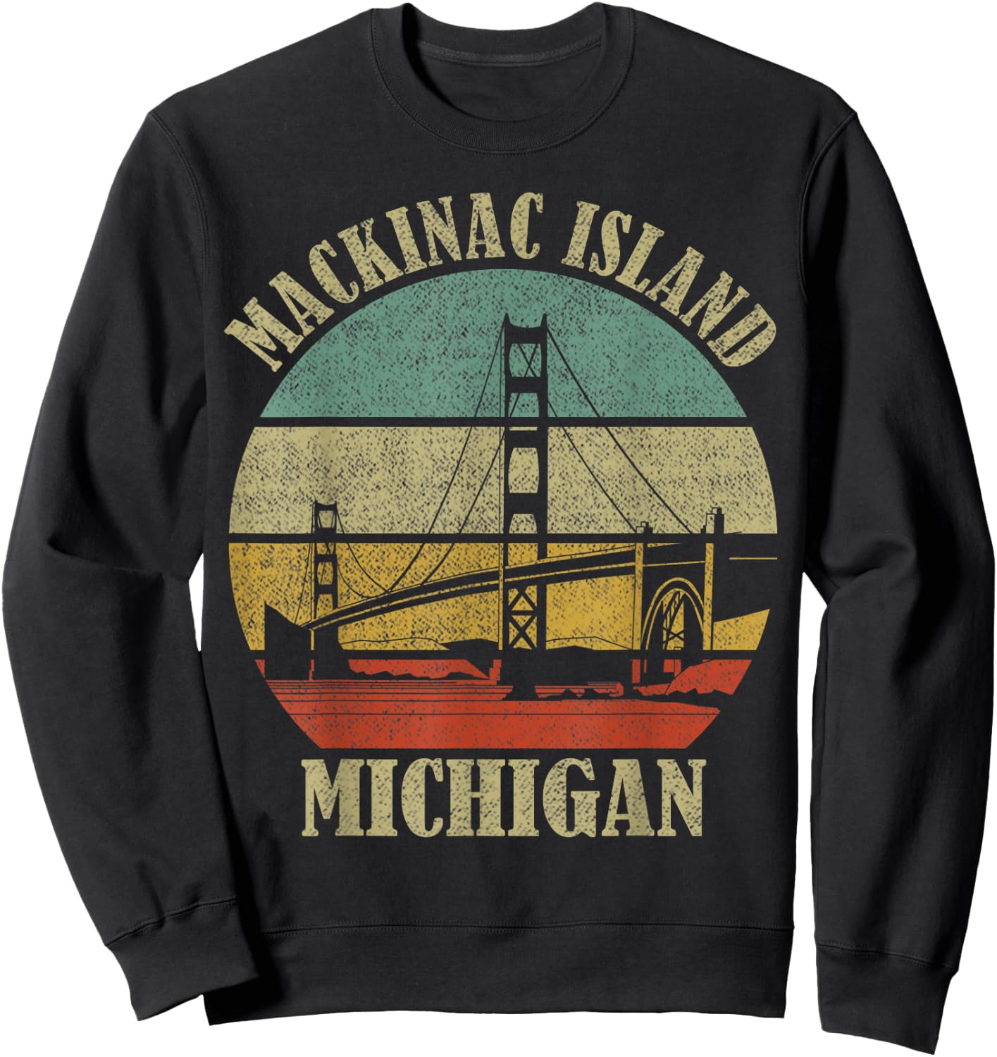Mackinac Island Bridge Michigan Great Lakes Huron Ferry Trip Sweatshirt - Sweatshirt | Black