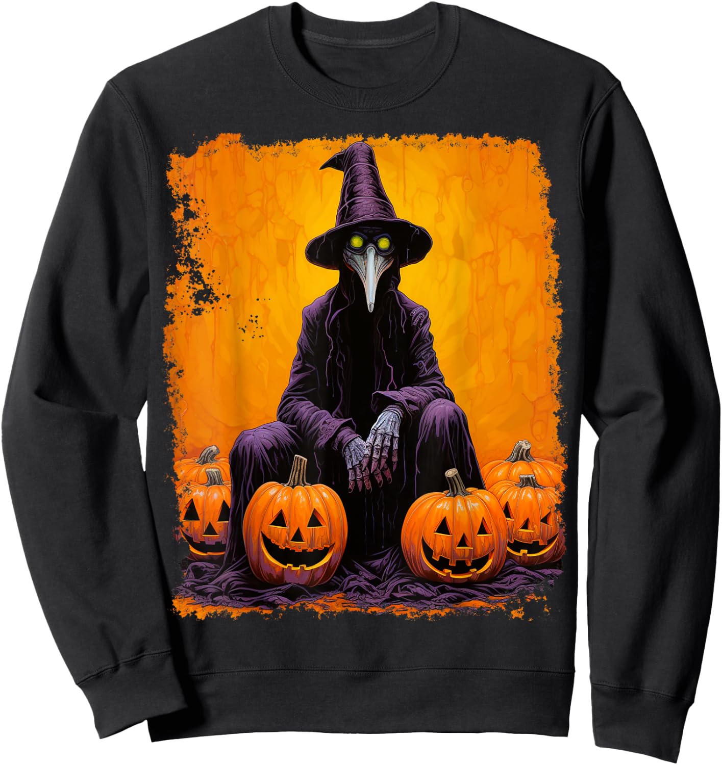 Pop Art Halloween Theme Plague Doctor Sweatshirt - Sweatshirt | Black