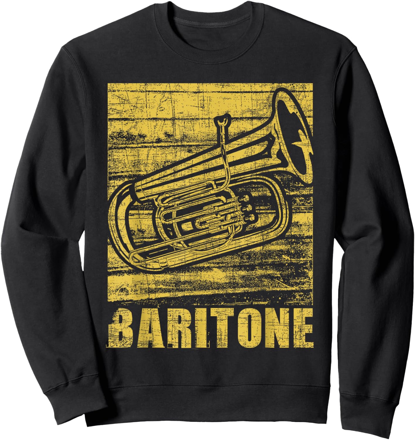 Baritone - Distressed Euphonium Lover Marching Bandmaster Sweatshirt - Sweatshirt | Black