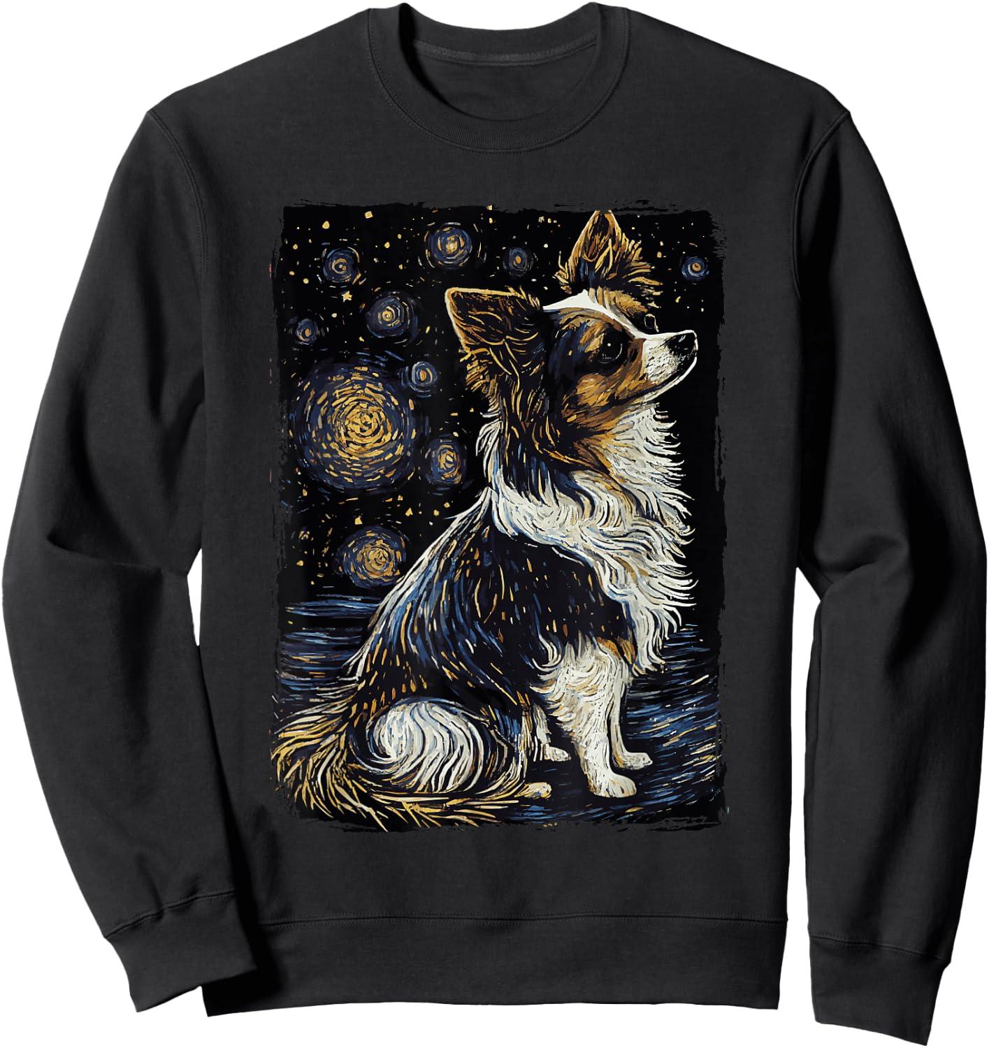Papillon Starry Night Dog Sweatshirt - Sweatshirt | Black
