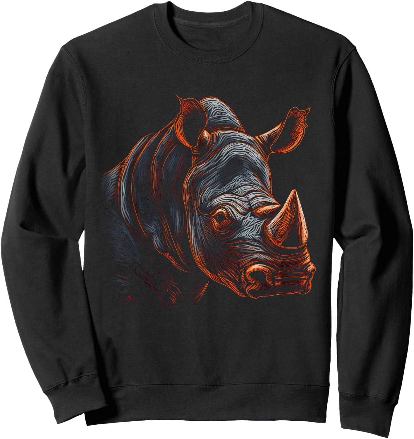 Rhino Artwork - Animal Rhino Sweatshirt - Sweatshirt | Black
