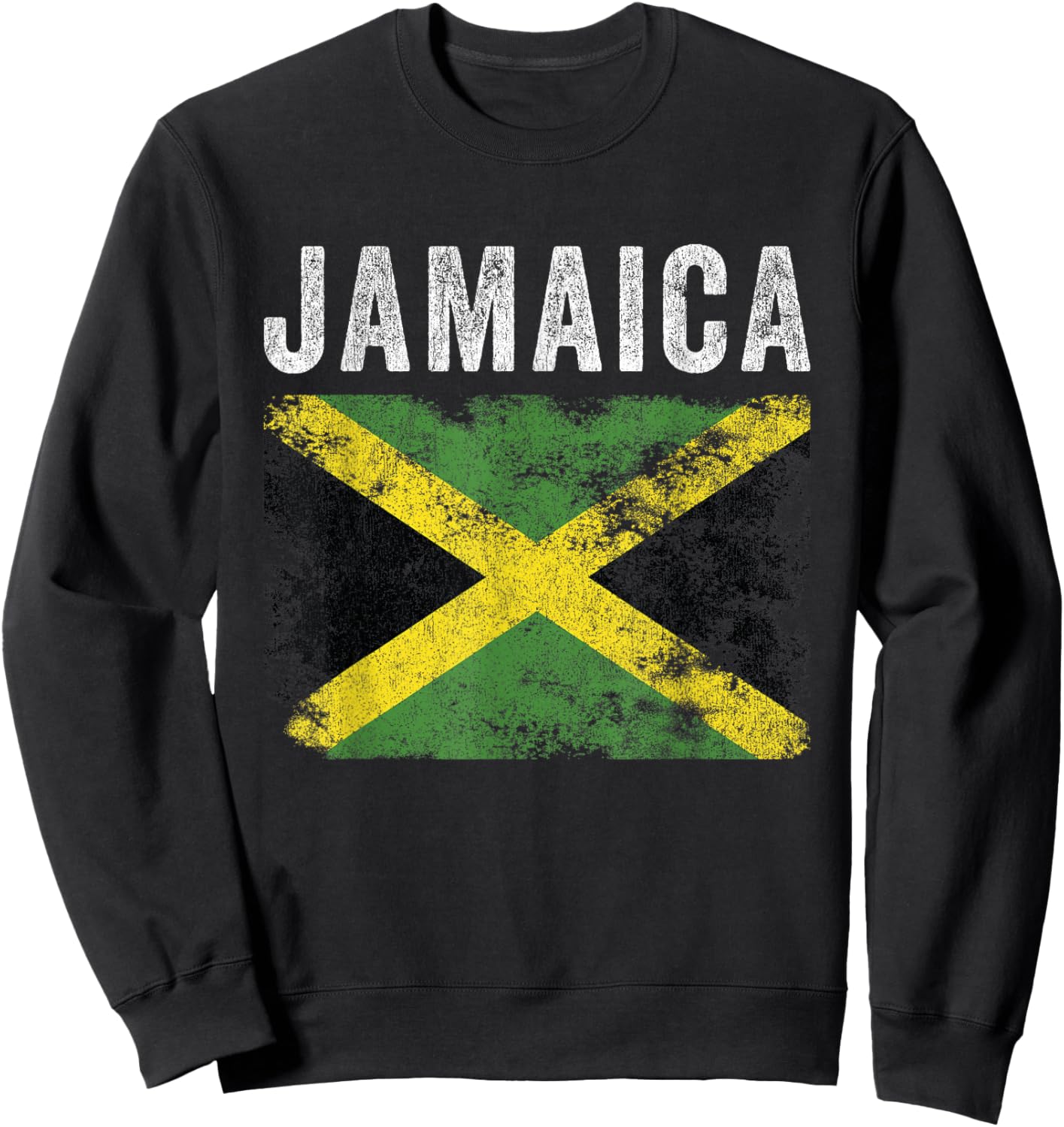 Jamaica Flag Distressed - Men Women Kids - Jamaican Flag Sweatshirt - Sweatshirt | Black