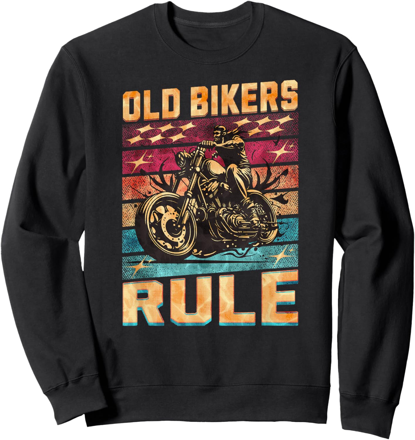 Old Bikers Rule Old Guys Motorcycle Biker Sweatshirt - Sweatshirt | Black
