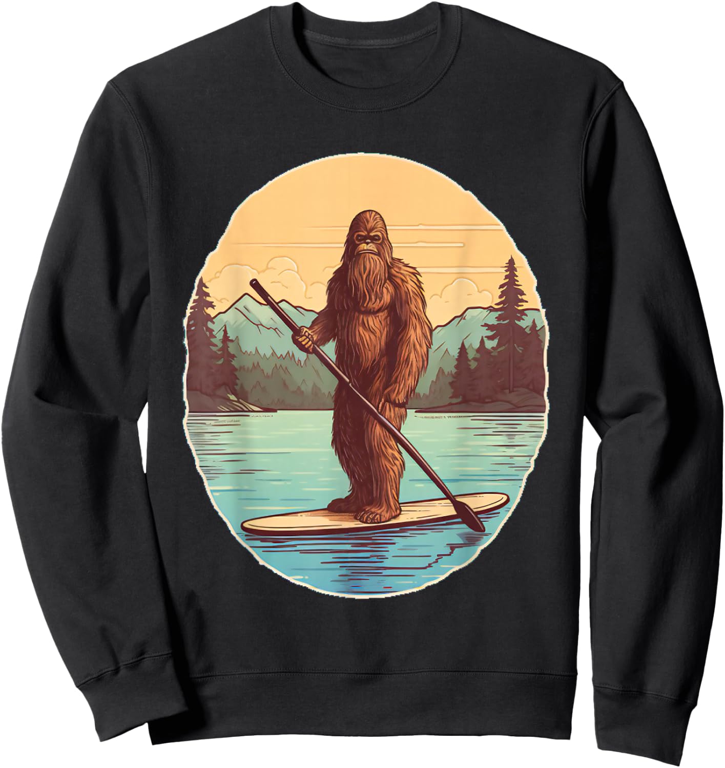 Funny Paddleboarding Bigfoot Paddleboard SUP Paddle Board Sweatshirt - Sweatshirt | Black