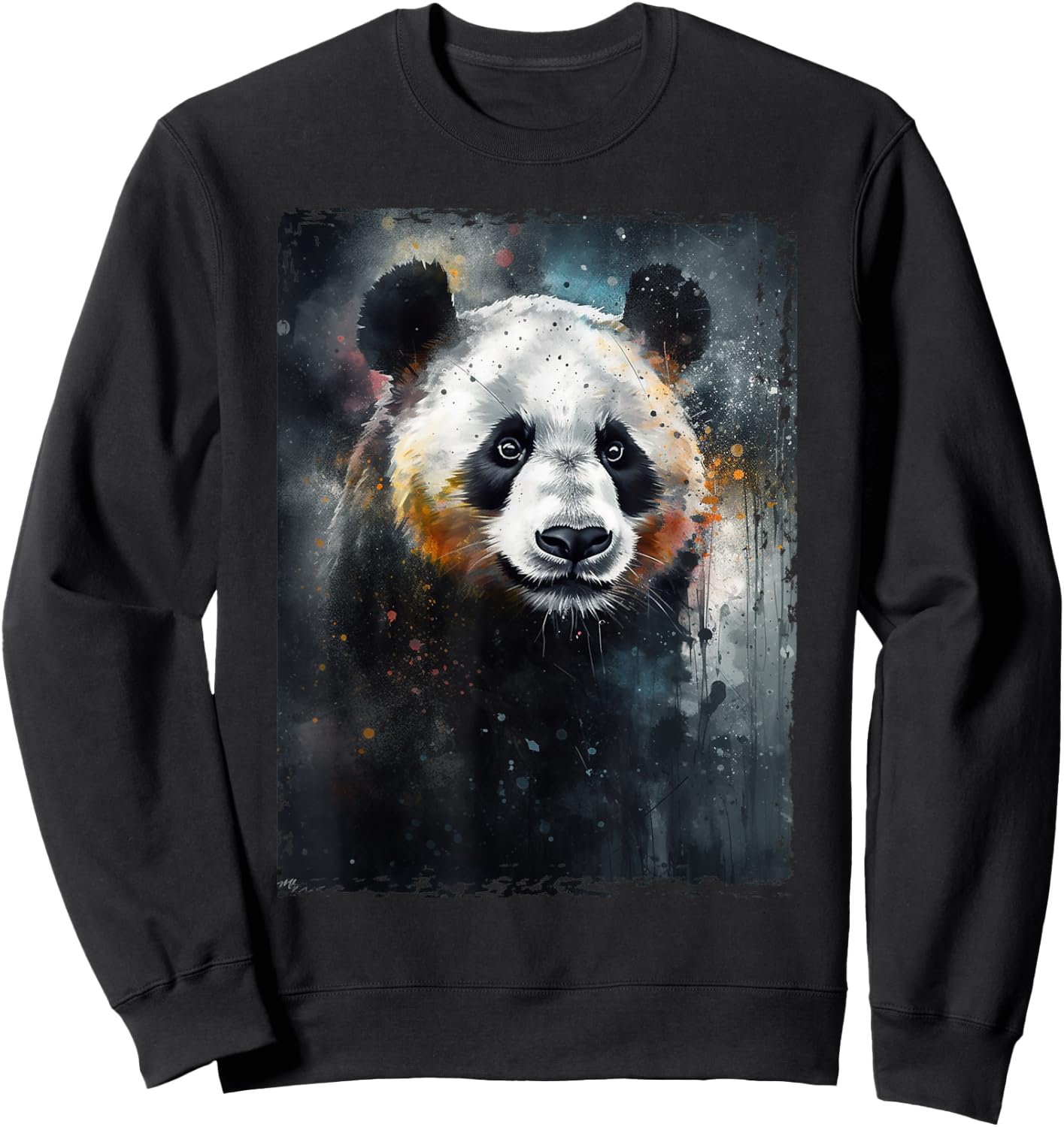 Colorful Beautiful Panda Watercolor Panda Lovers Oil Painting Boys Kids Funny Sweatshirt - Sweatshirt | Black