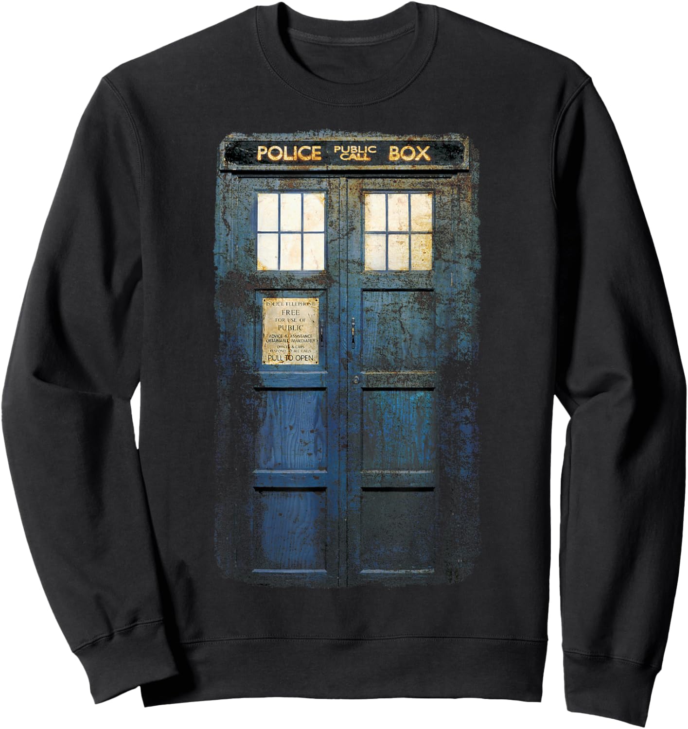 Cosplay Tardis Distressed Time-Traveller Sci-Fan Sweatshirt - Sweatshirt | Black