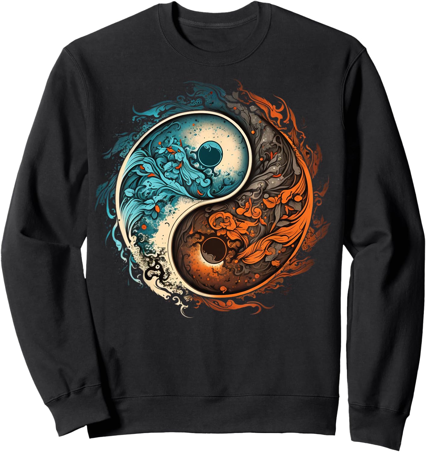 Meditation Taoism Yin Yang Symbol on Zen Taijitu Yin Yang Sweatshirt - Sweatshirt | Black
