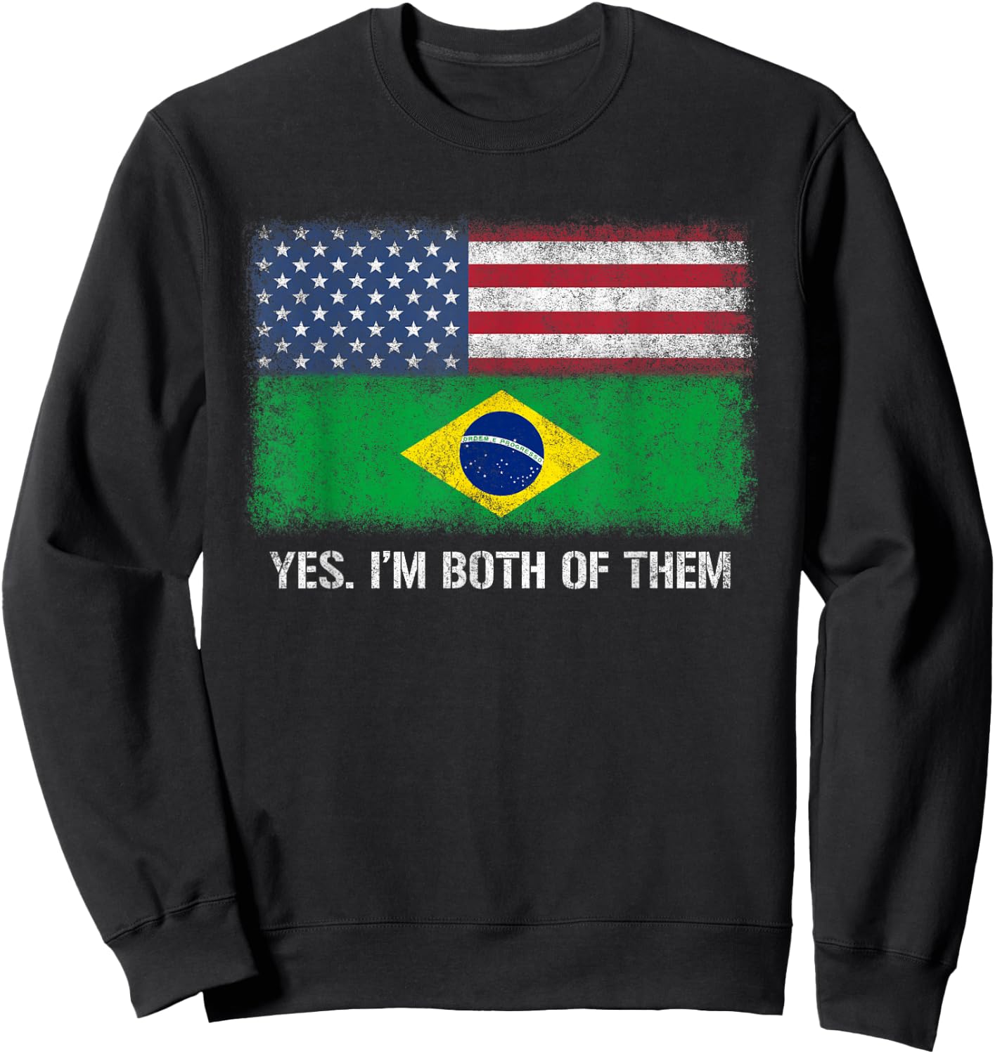 Usa Brazil Brazilian American Flag Dual Citizen Citizenship Kids Men Sweatshirt - Sweatshirt | Black