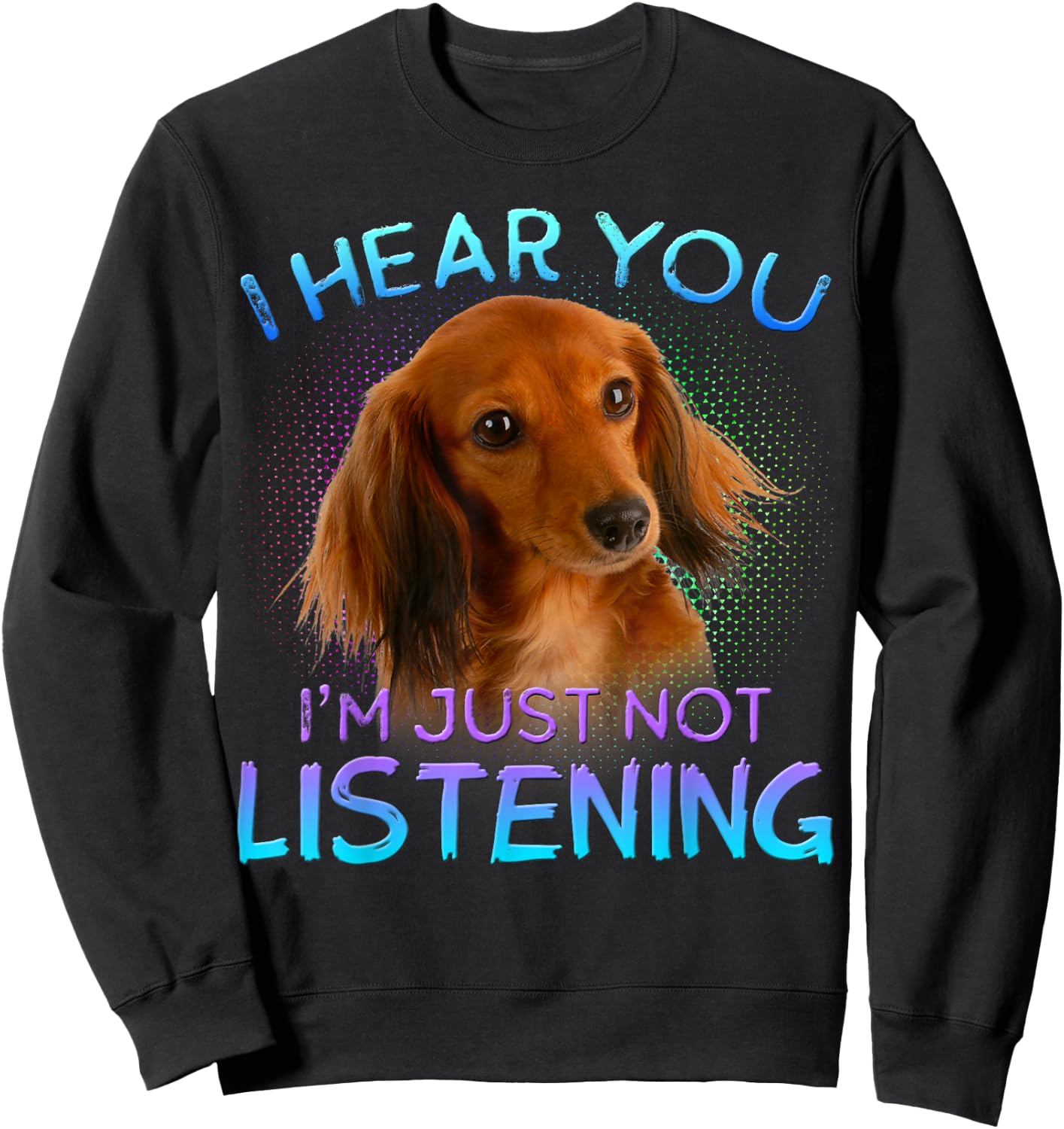 Long Haired Dachshunds I Hear You not Listening Sweatshirt - Sweatshirt | Black