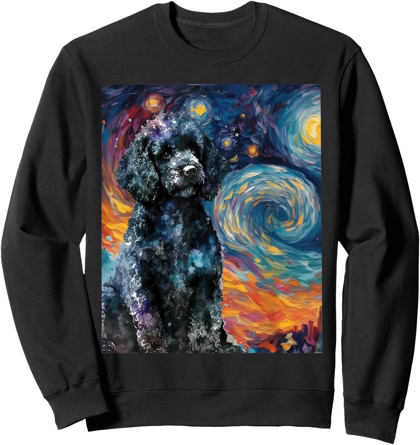 Black Poodle Starry Night - Dog Lover Puppy Pet Owner Men Women Kids Sweatshirt - Sweatshirt | Black