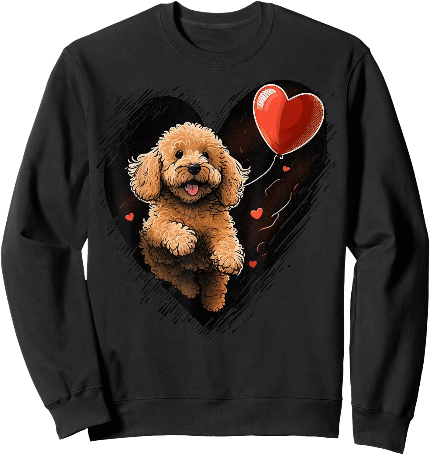 Goldendoodle Heart for Valentines Day on Golden Doodle Lover Sweatshirt - Sweatshirt | Black
