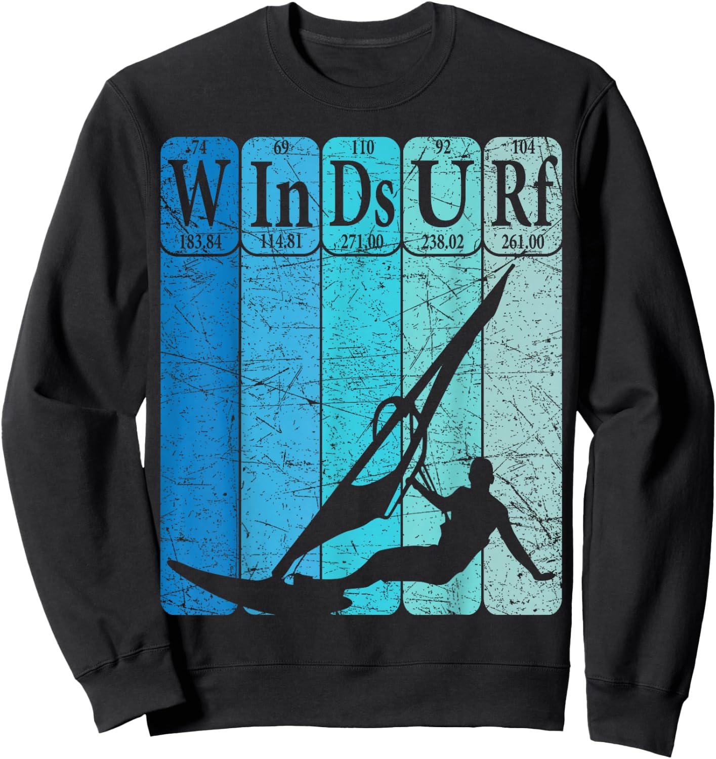 Windsurf Periodic Table Elements Windsurfing Retro Sweatshirt - Sweatshirt | Black
