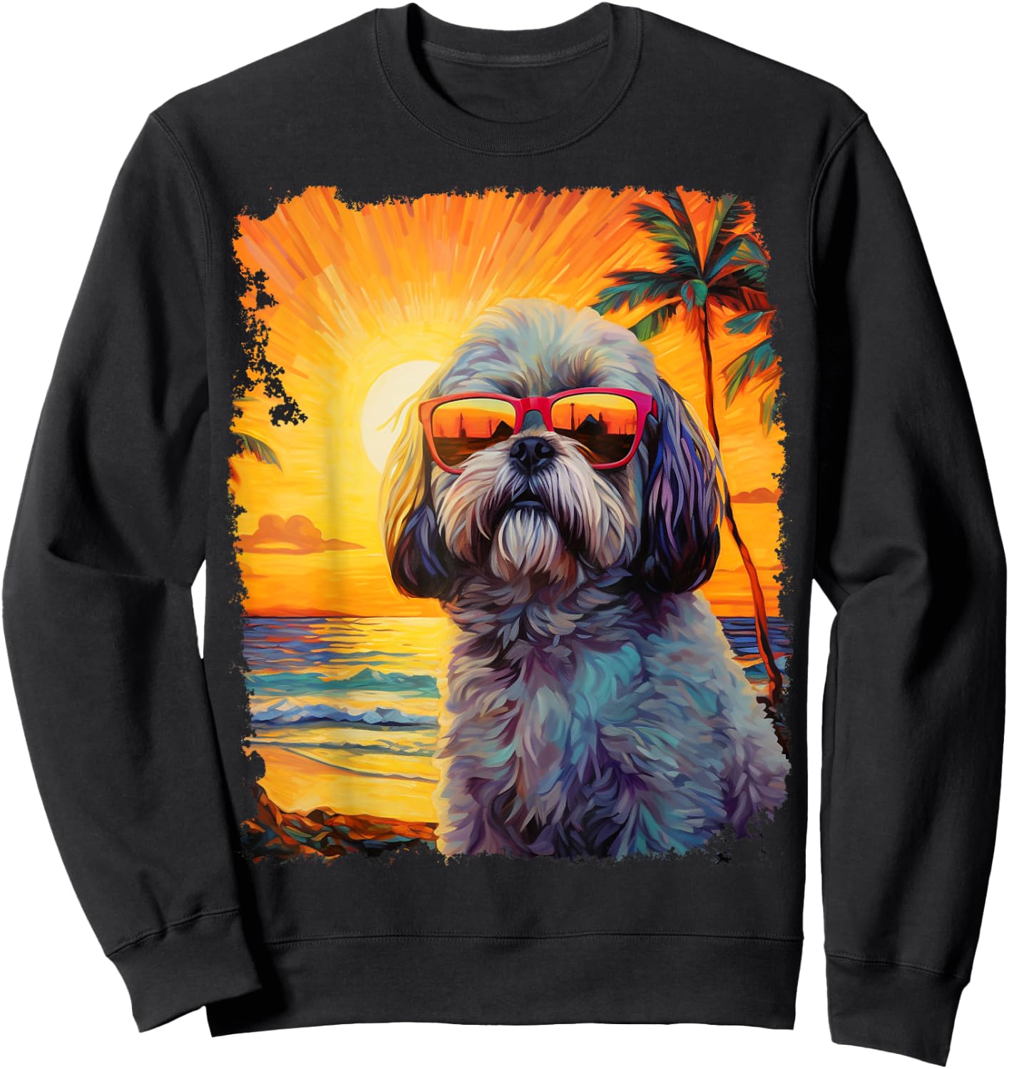 Dog Hawaiian Shih Tzu Sweatshirt - Sweatshirt | Black