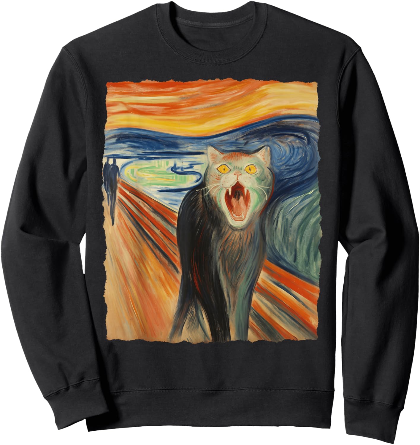 The Scream Cat – Fine Art Painting Funny Kitty Lover Sweatshirt - Sweatshirt | Black