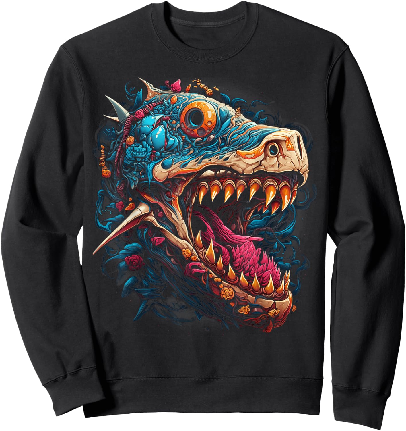 Floral Hammerhead Shark Ocean Design Women Sweatshirt - Sweatshirt | Black