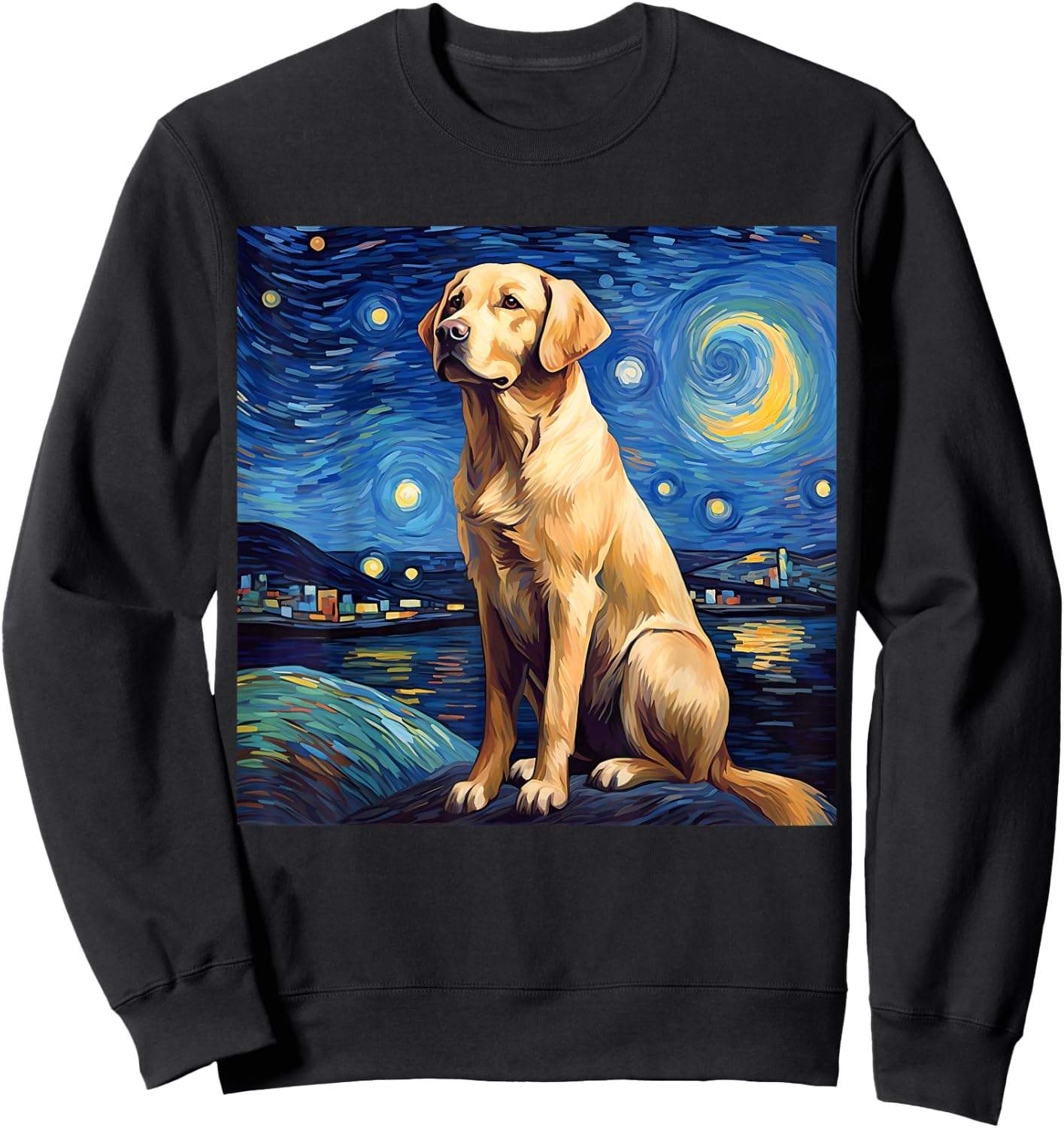 Surreal Starry Night Labrador Retriever Dog Sweatshirt - Sweatshirt | Black