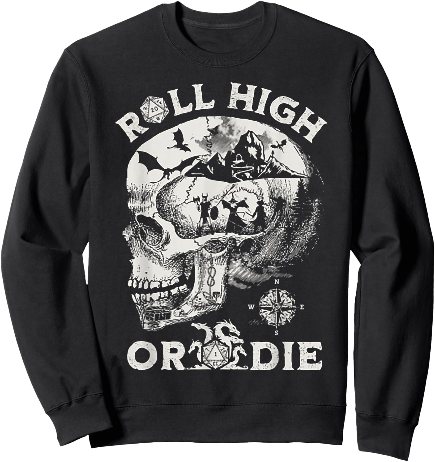 Roll High Or Die Skull Sweatshirt - Sweatshirt | Black