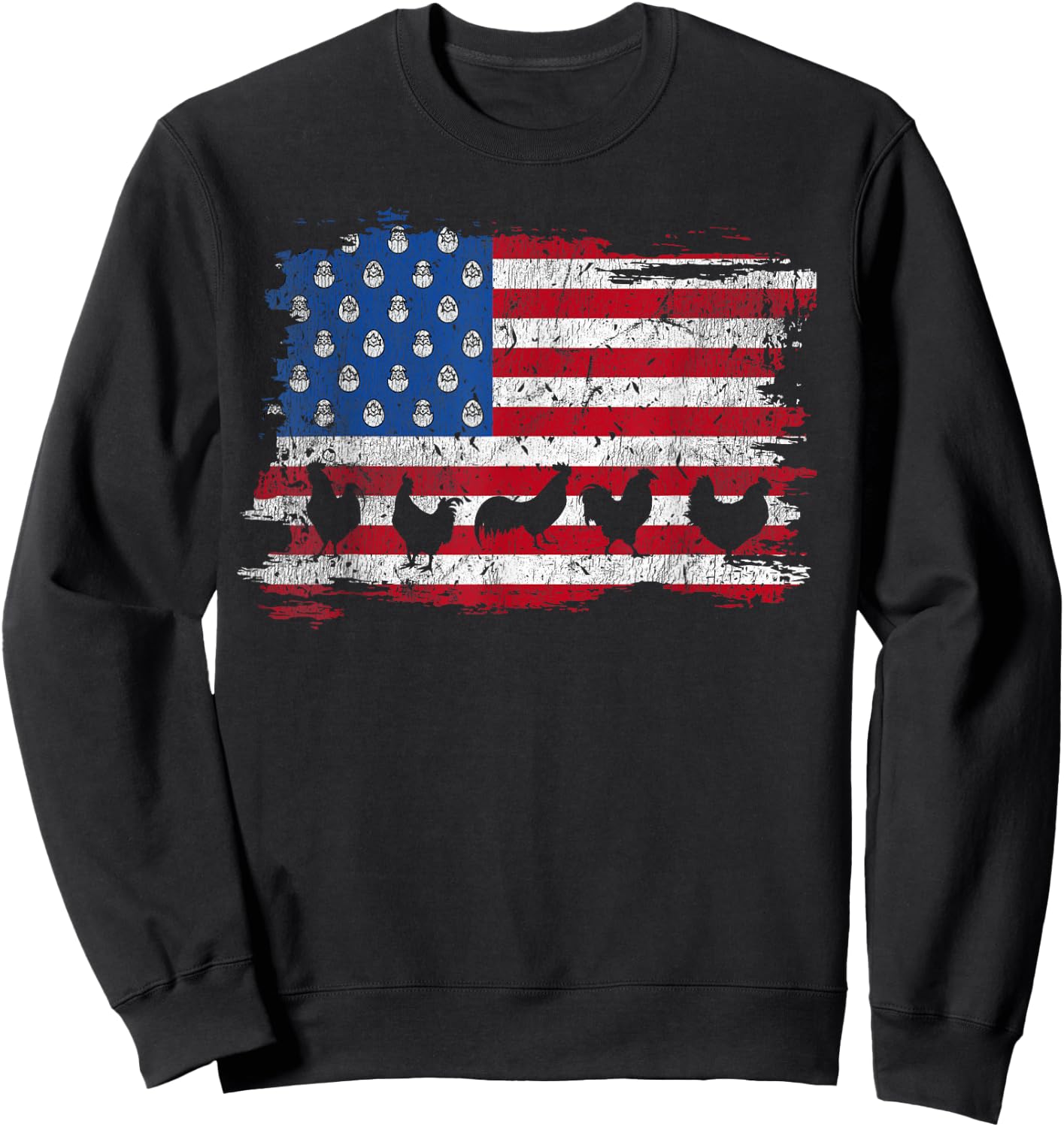 American Flag Chicken 4th Of July Farmer Farming Patriotic Sweatshirt - Sweatshirt | Black