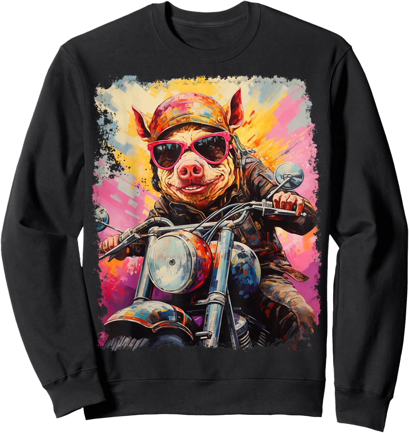 Motorbike Gear Pig on Motorcycle Sweatshirt - Sweatshirt | Black