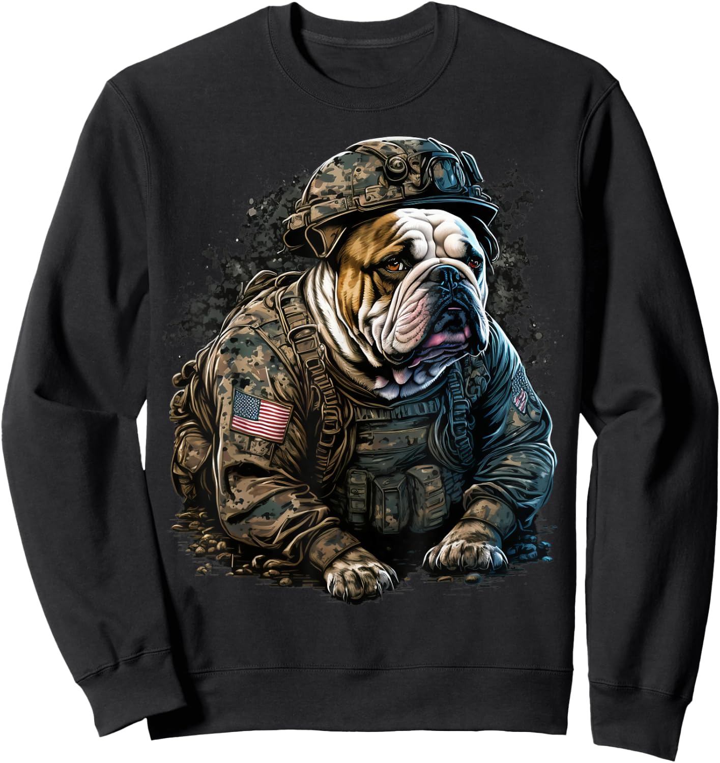Soldier Bulldog Army Military Bulldog Sweatshirt - Sweatshirt | Black