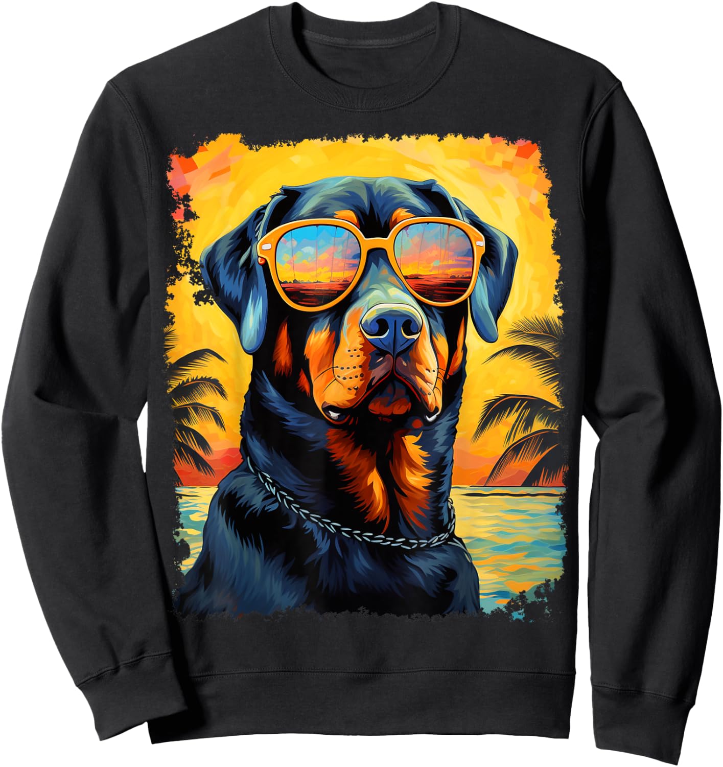 Dog Hawaiian Rottweiler Women Girls Kids Sweatshirt - Sweatshirt | Black