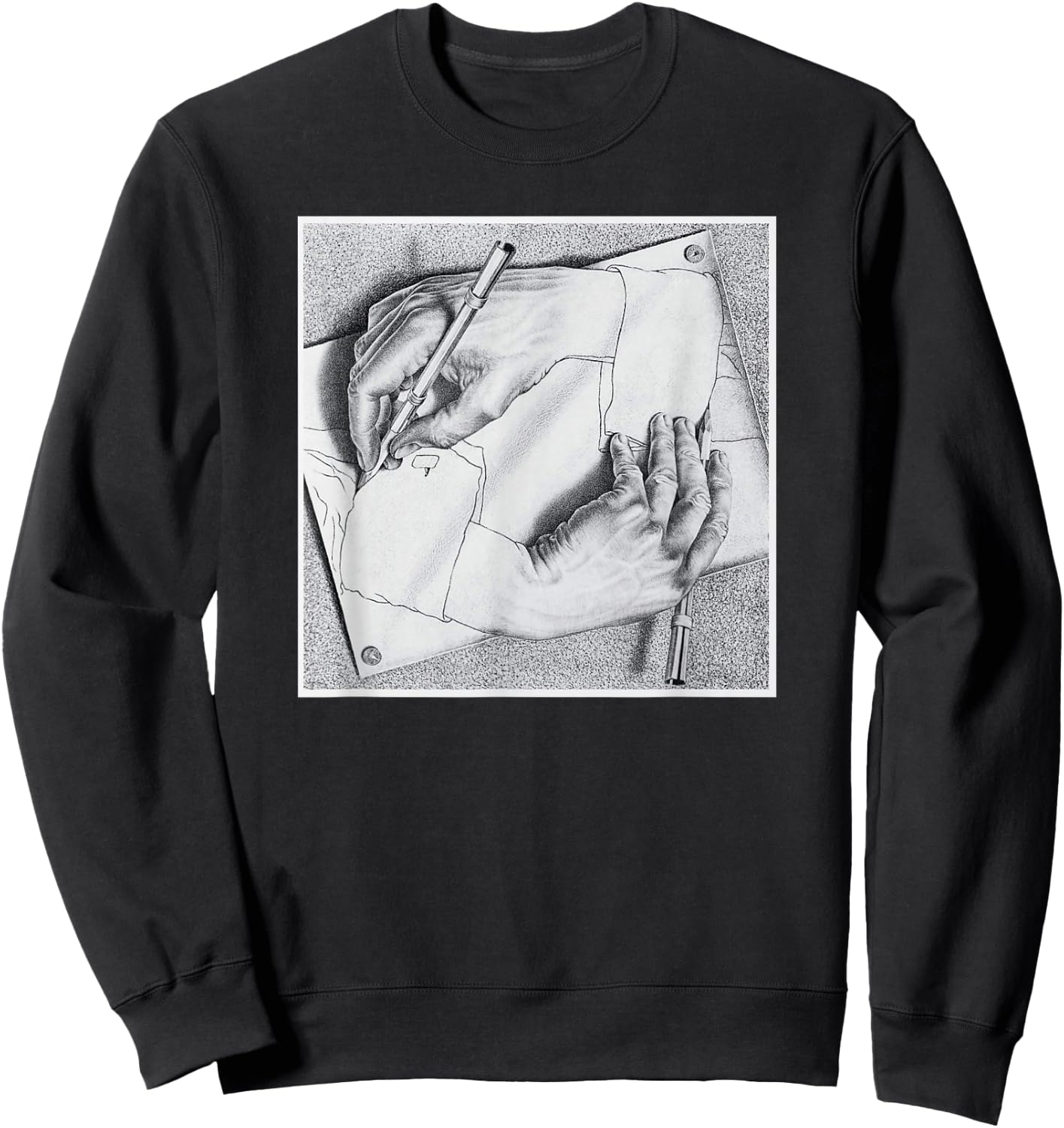 Drawing Hands Illusion Artwork Sweatshirt - Sweatshirt | Black