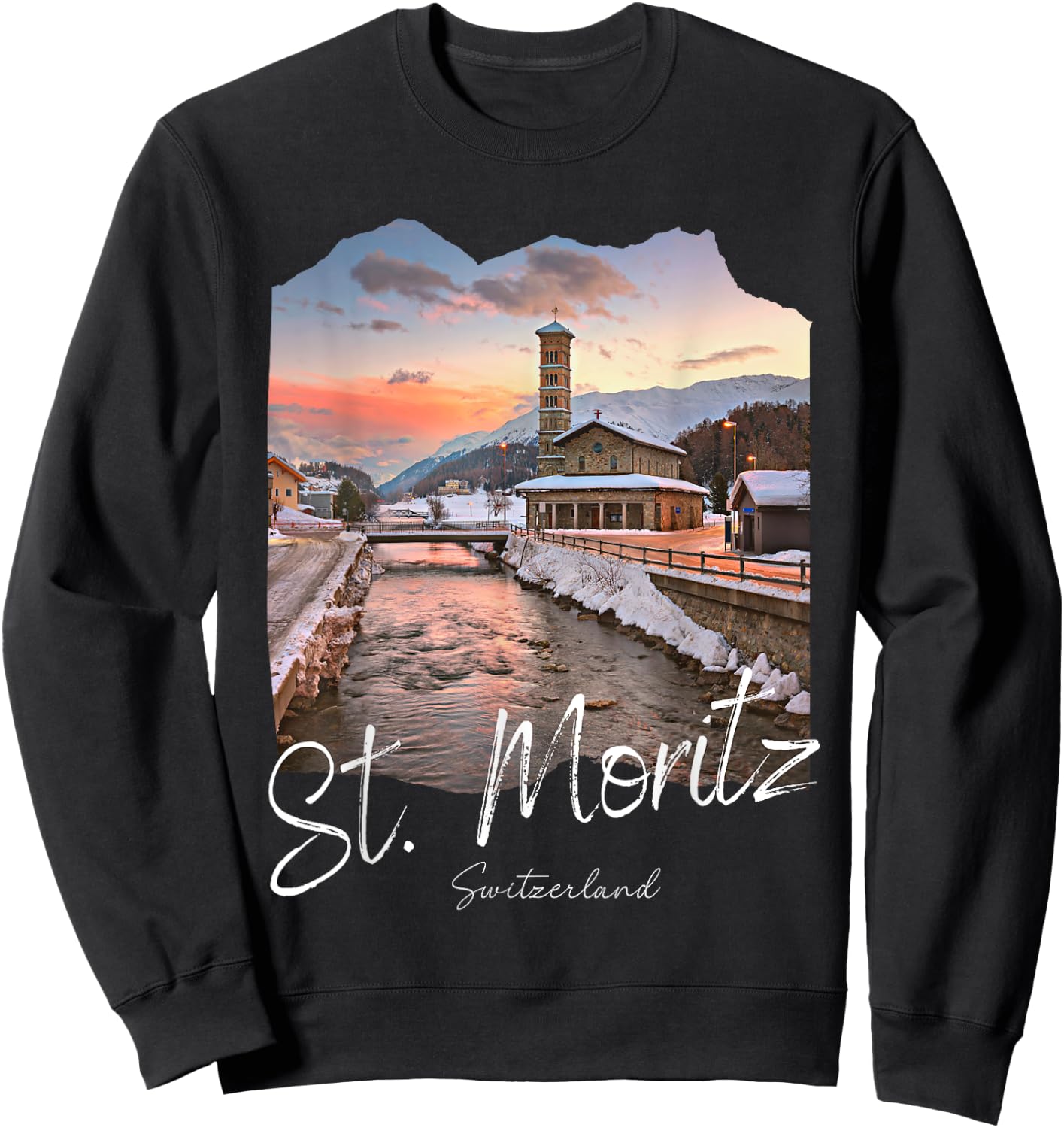 St. Moritz Souvenir Switzerland Sweatshirt - Sweatshirt | Black