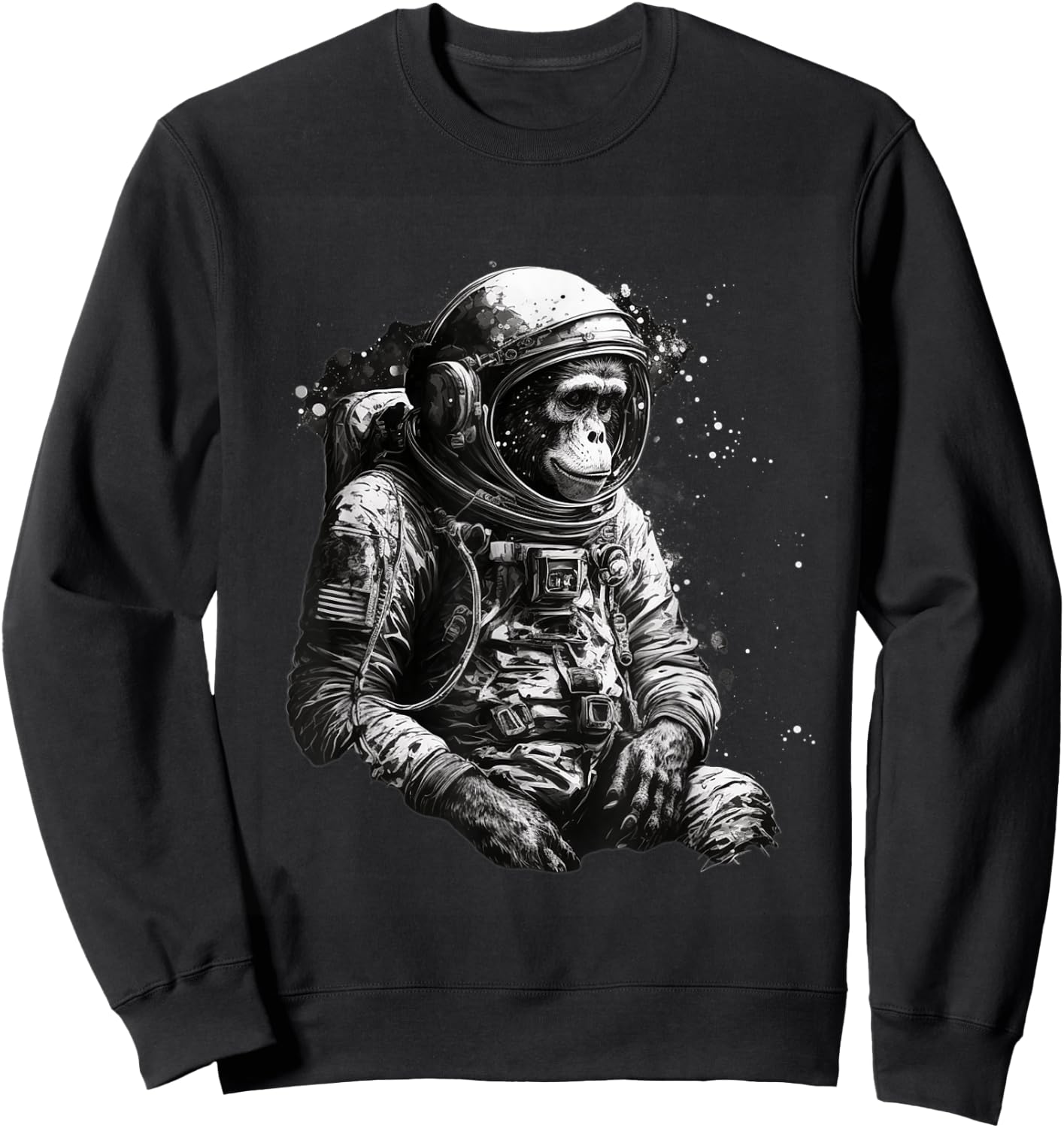 Chimpanzee Space Astronaut Travel Monkey Vintage Design Sweatshirt - Sweatshirt | Black