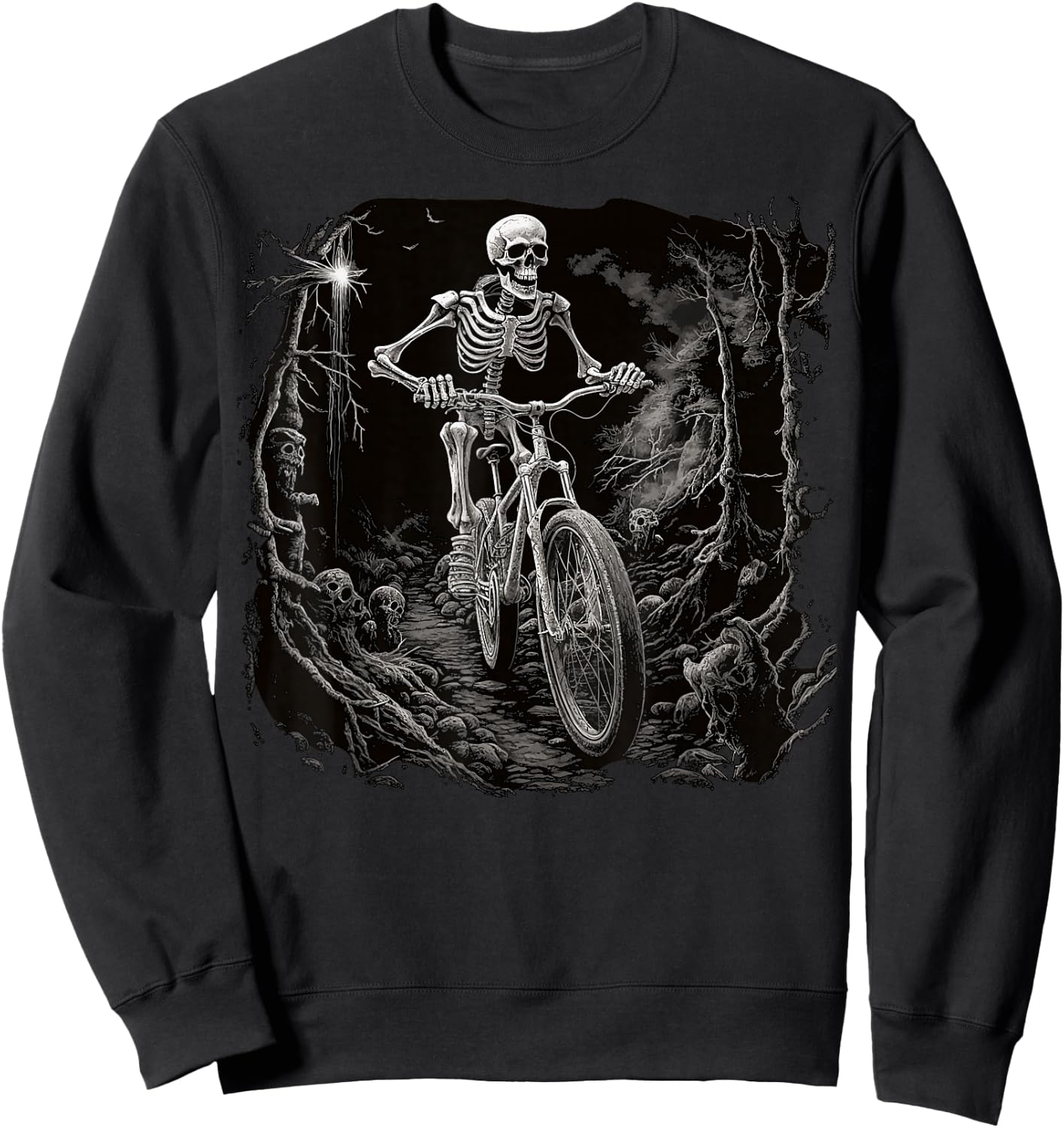 Cycling Skeleton Mountain MTB Bike Cyclist Skeleton Sweatshirt - Sweatshirt | Black