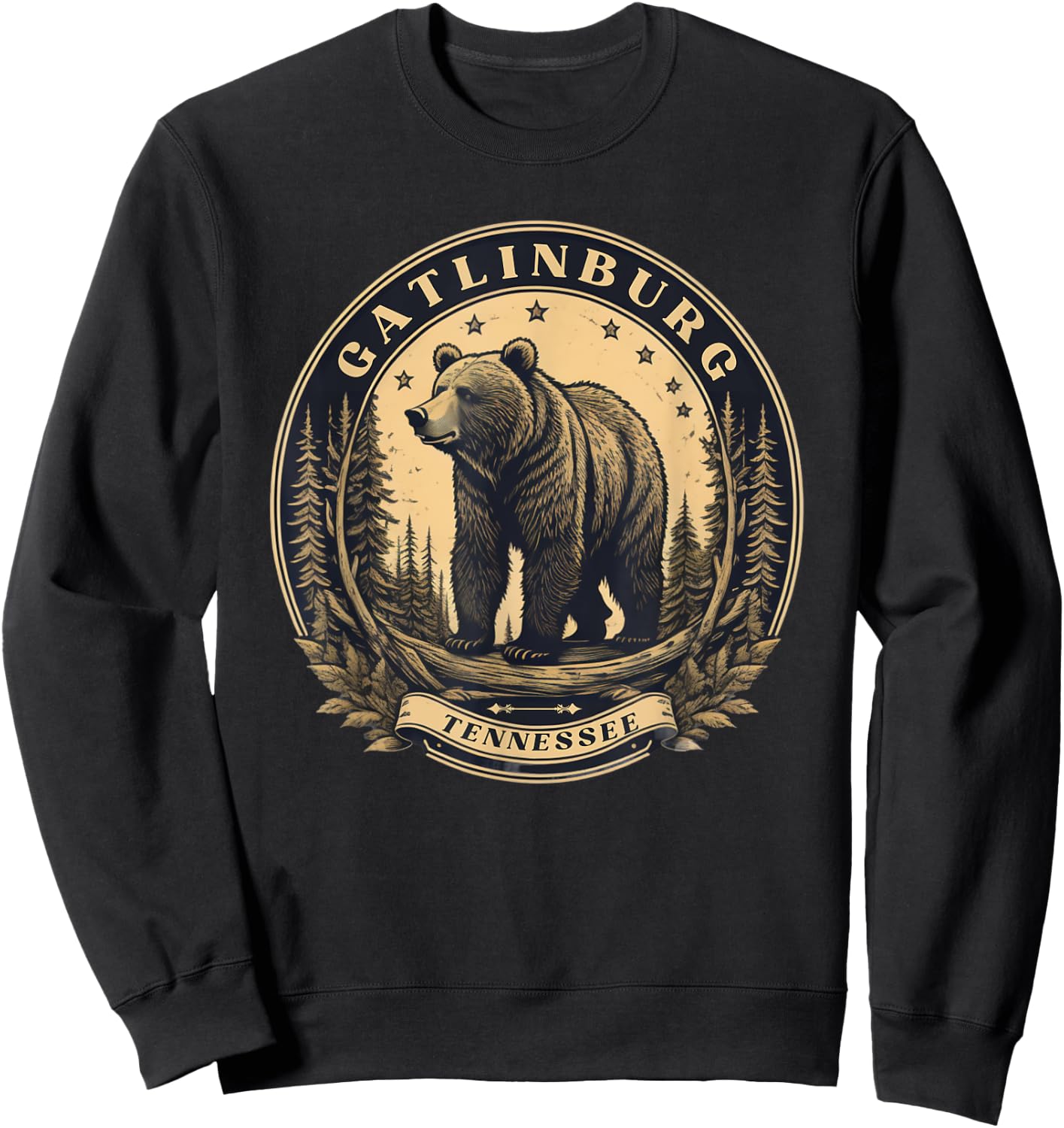 Vintage Gatlinburg mountain Tennessee with bear Sweatshirt - Sweatshirt | Black