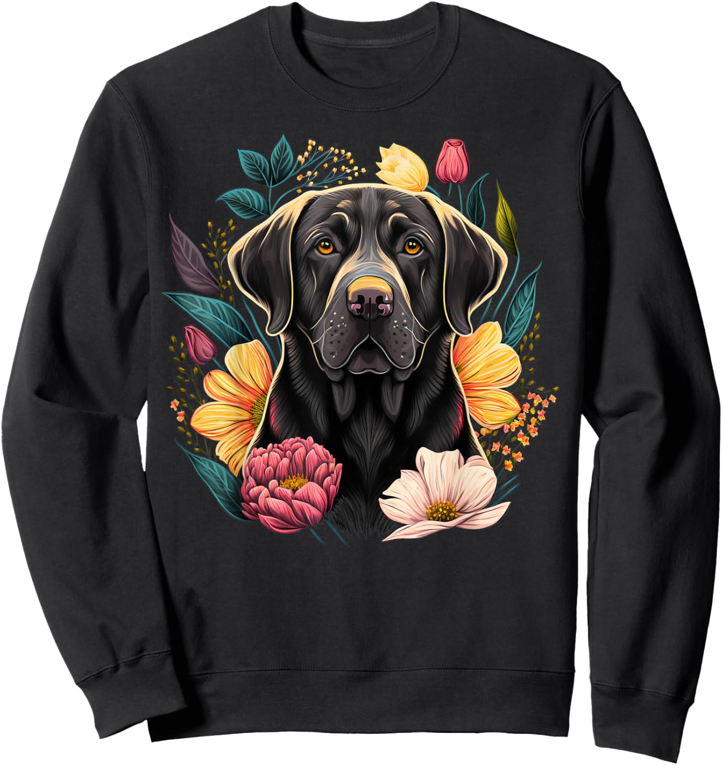 Cute black Labrador Dog on black Labrador Retriever Lover Men Women Kids Sweatshirt - Sweatshirt | Black
