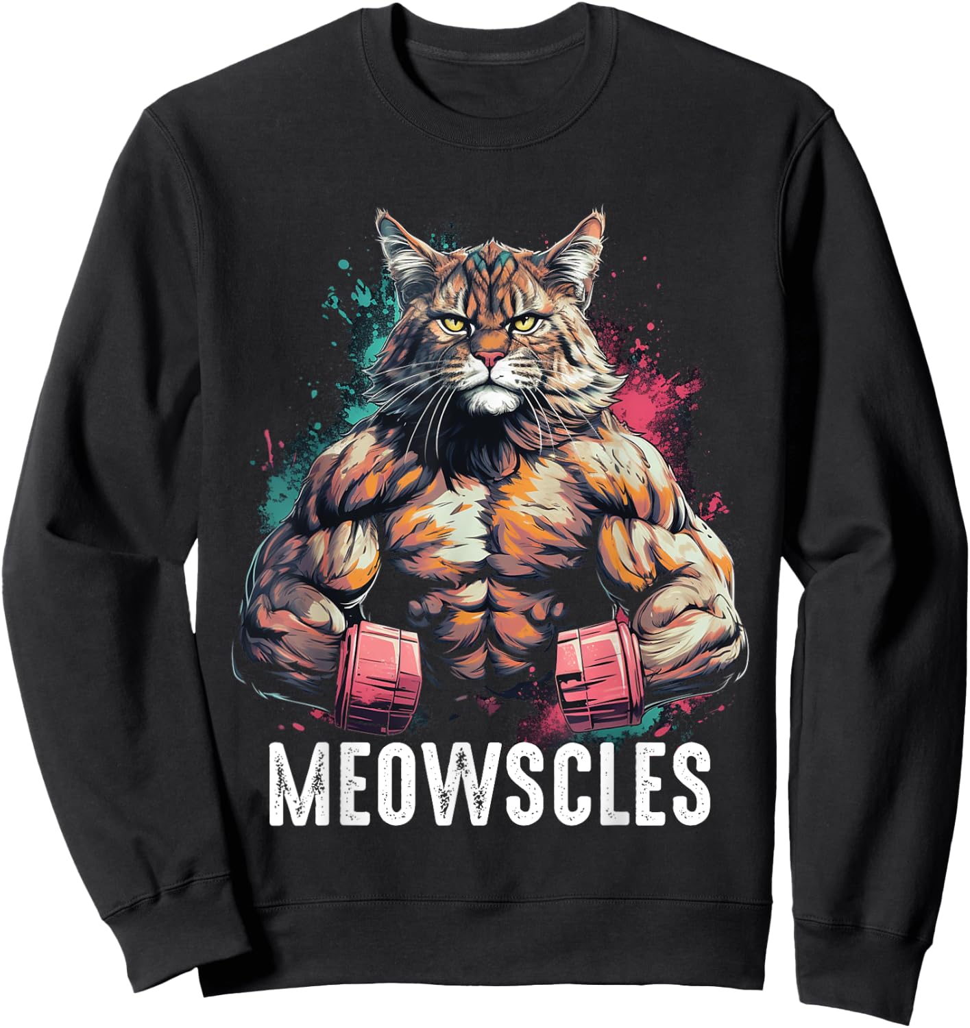 Funny Cat Musculation Gym Weight lifting Cats Lovers Sweatshirt - Sweatshirt | Black