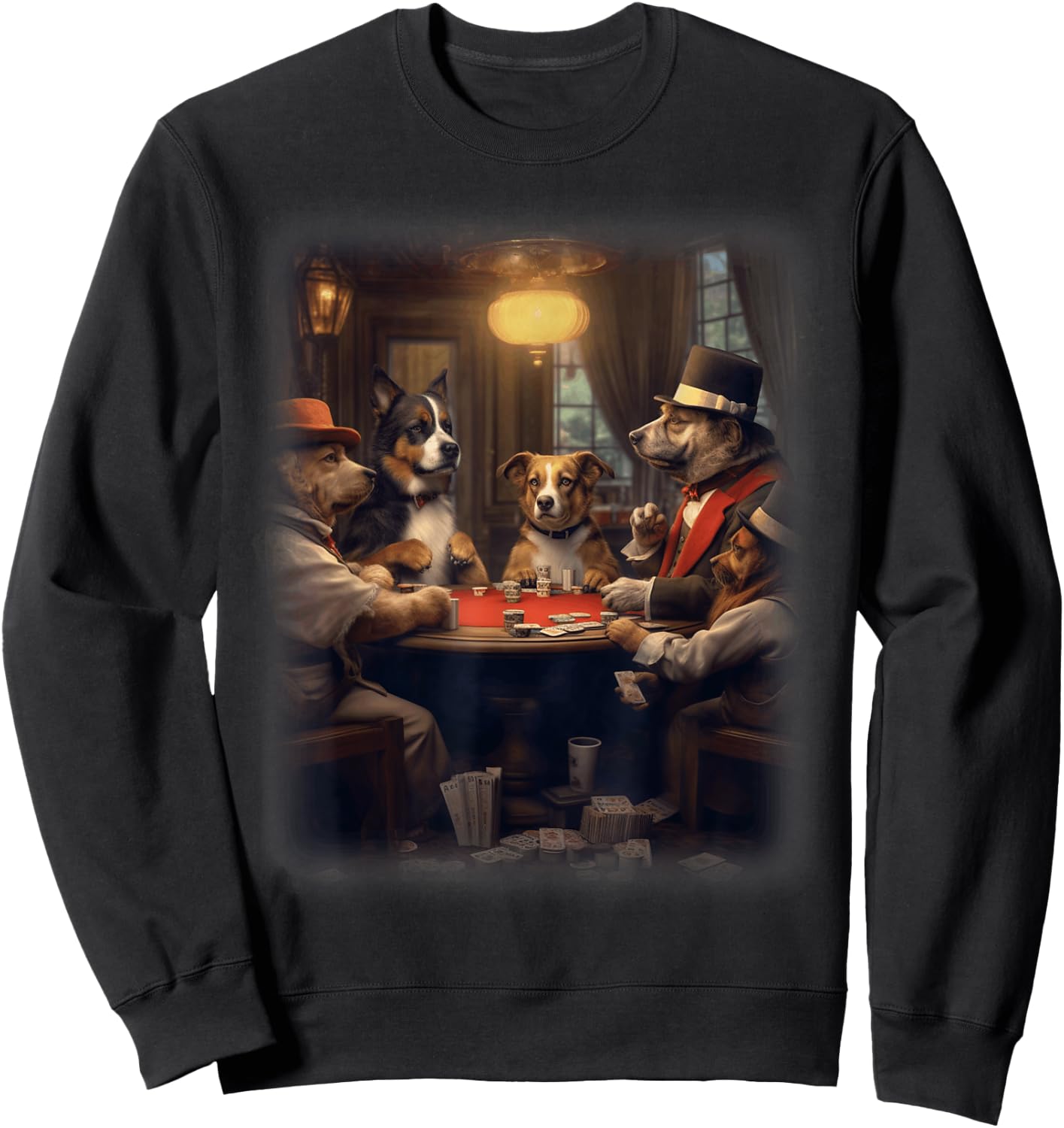 Dogs Playing Poker | A Friend in Need | Funny Dog Lover Art Sweatshirt - Sweatshirt | Black